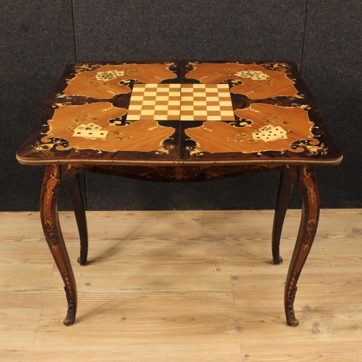 20th Century Italian Inlaid Game Table w/ Bronze Details - image-4