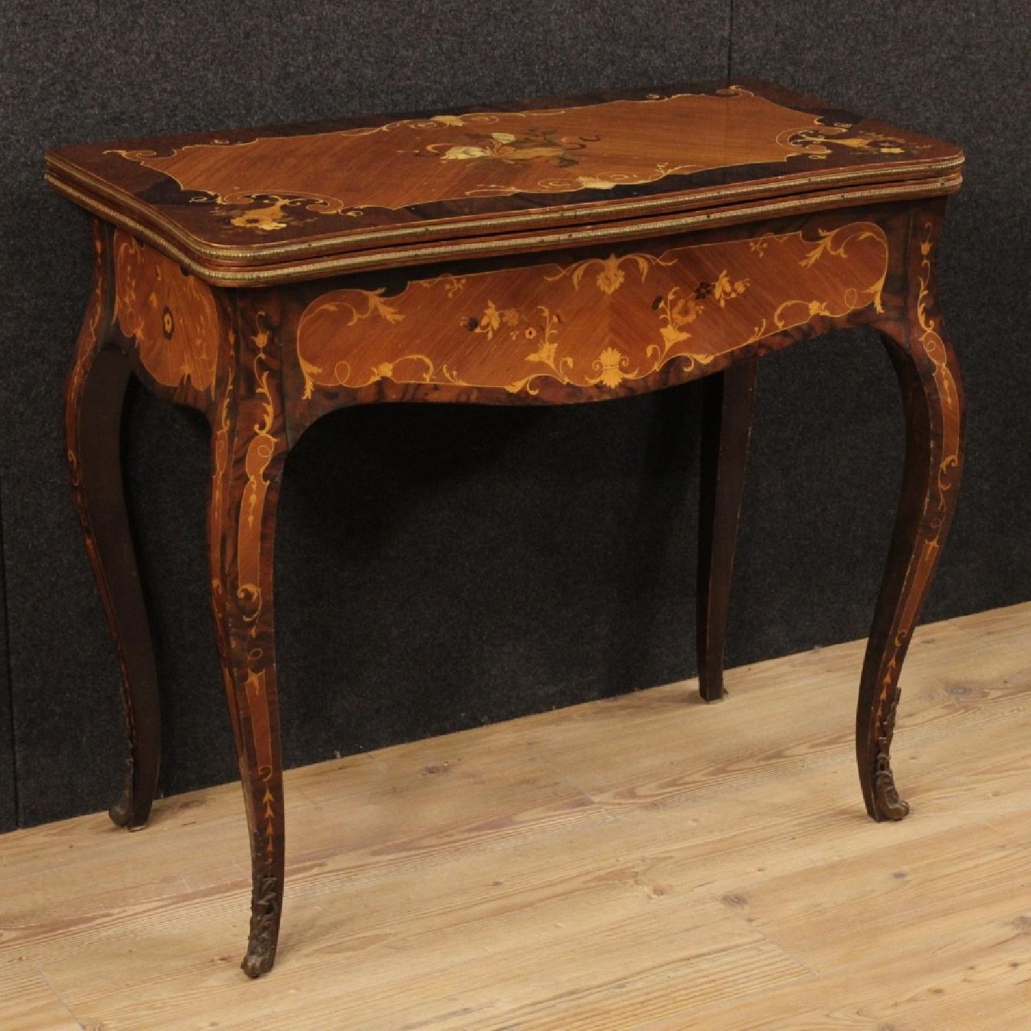 20th Century Italian Inlaid Game Table w/ Bronze Details - image-6