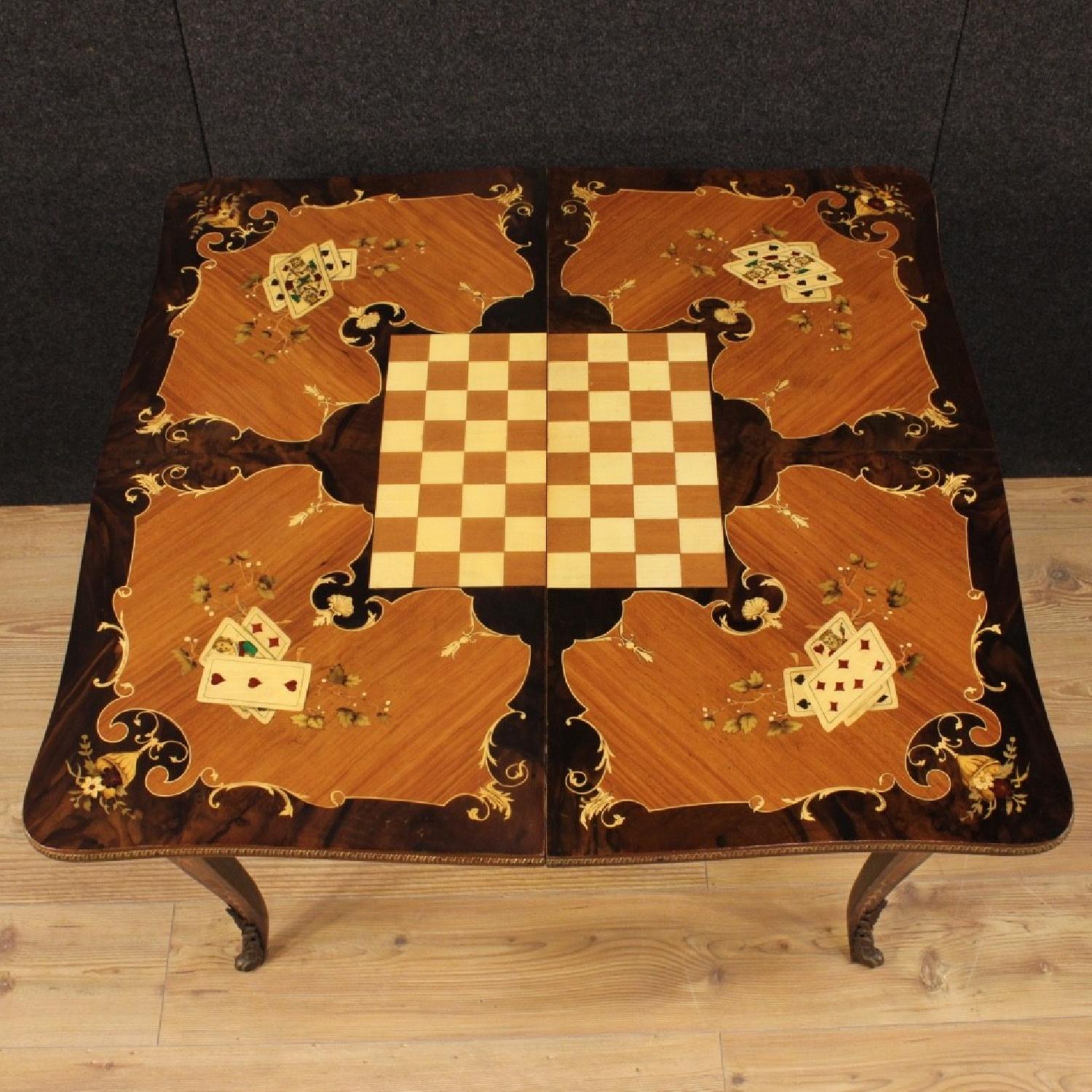 20th Century Italian Inlaid Game Table w/ Bronze Details - image-8