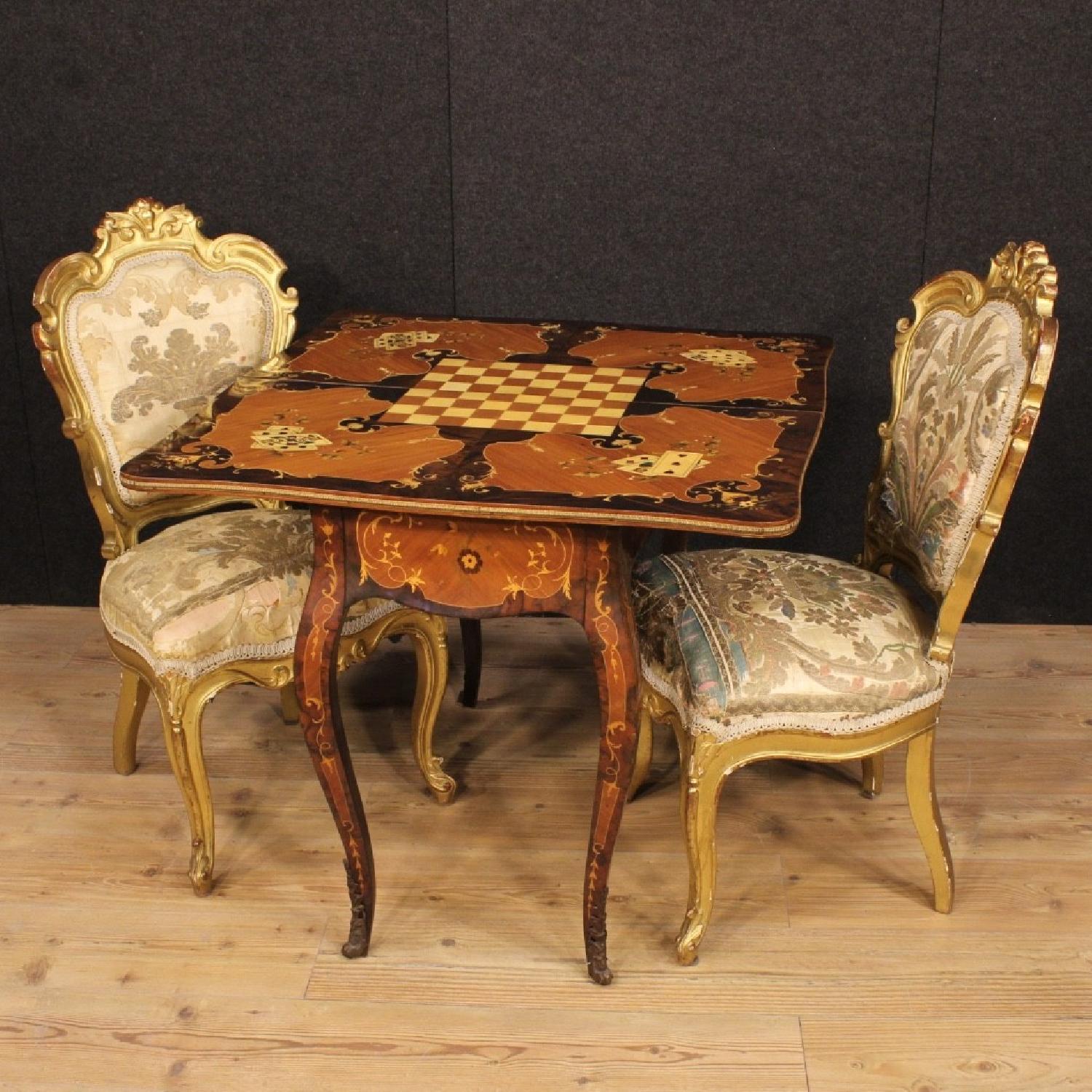 20th Century Italian Inlaid Game Table w/ Bronze Details - image-9