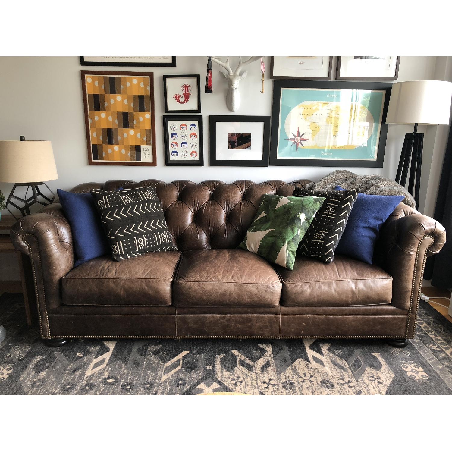 TopGrain Leather Chesterfield Sofa AptDeco