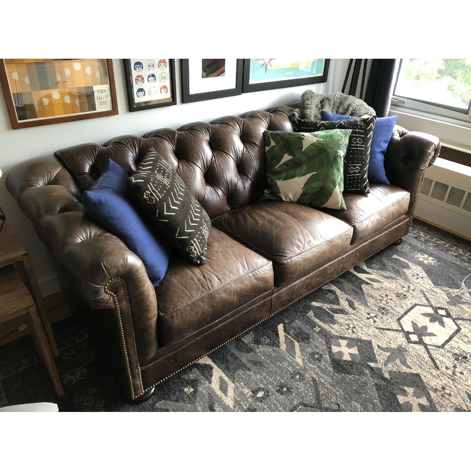 Top-Grain Leather Chesterfield Sofa - image-2