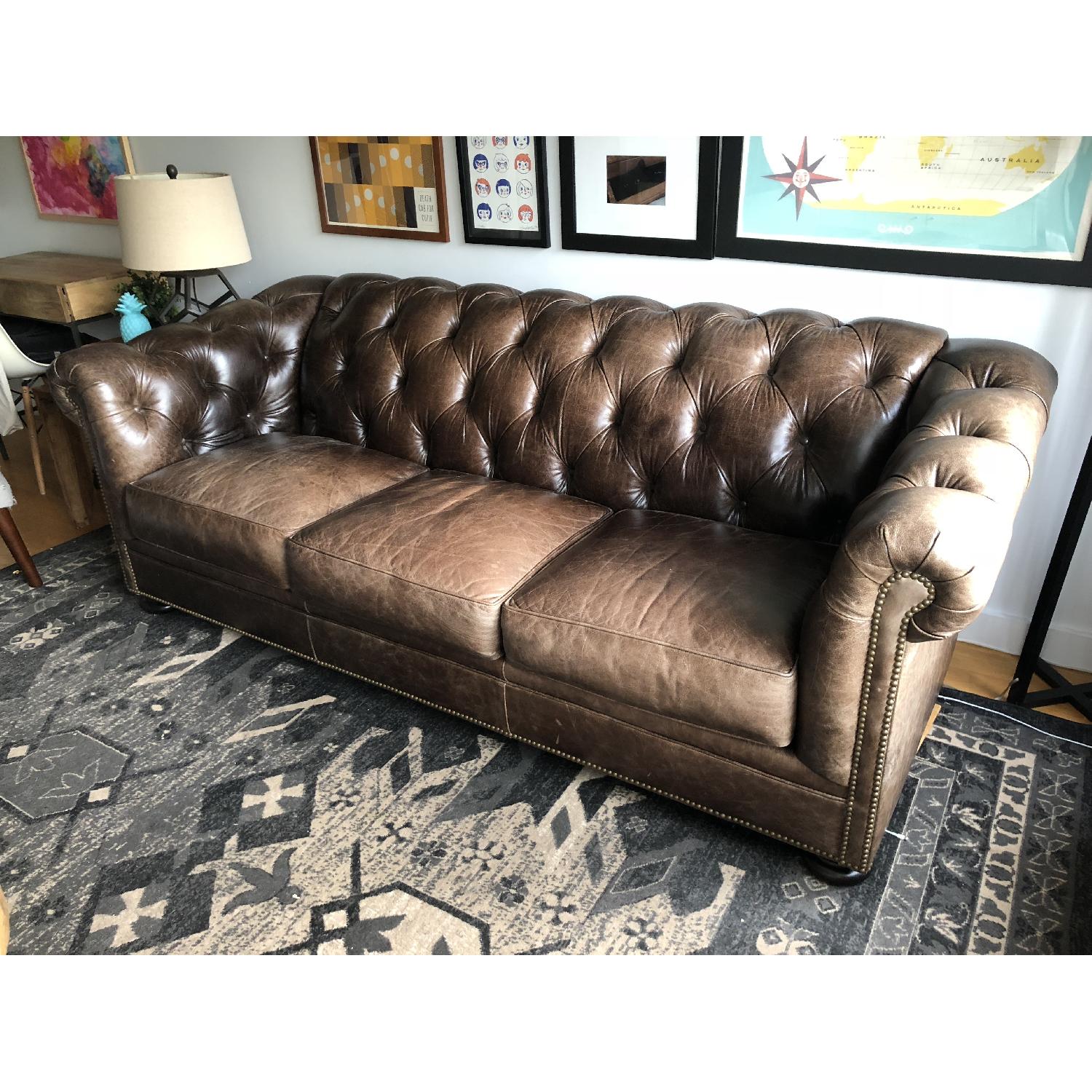 Top-Grain Leather Chesterfield Sofa - image-4