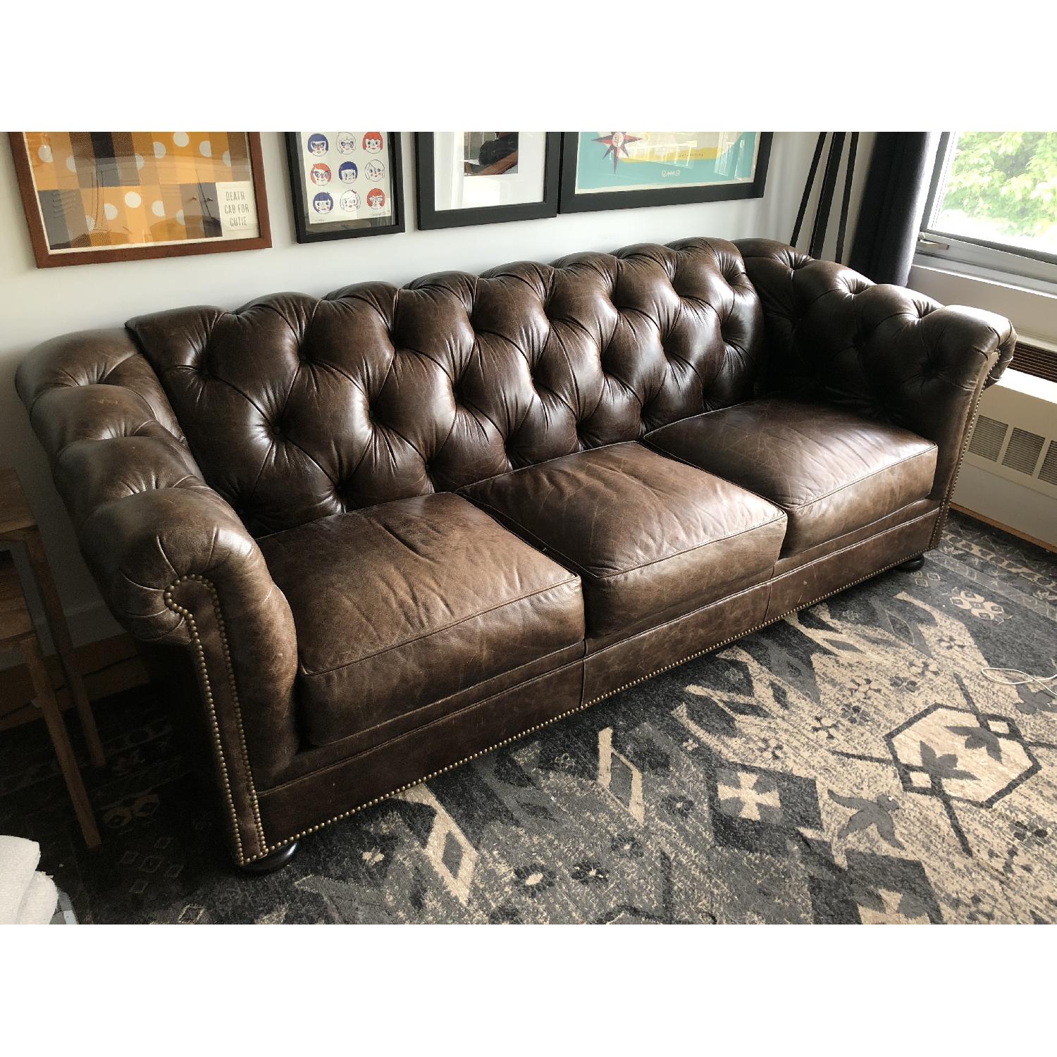 Top-Grain Leather Chesterfield Sofa - image-5
