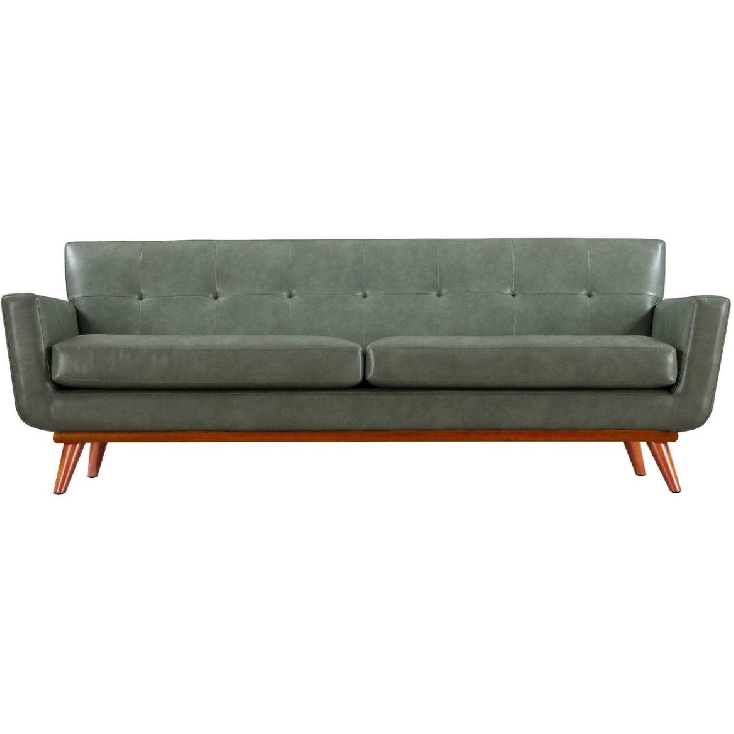 TOV Furniture Lyon Smoke Grey Leather Loveseat - image-2
