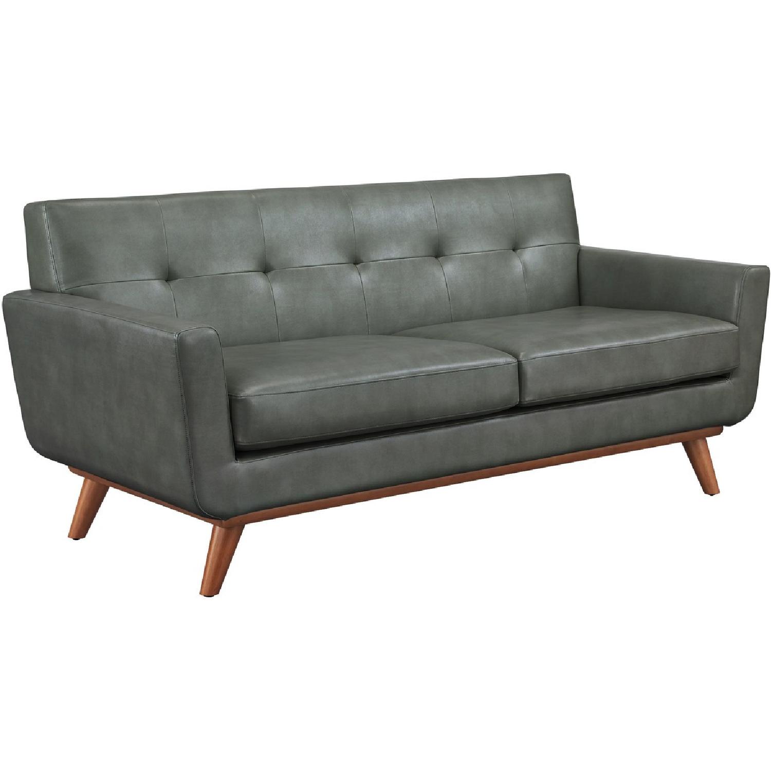 TOV Furniture Lyon Smoke Grey Leather Loveseat - image-3