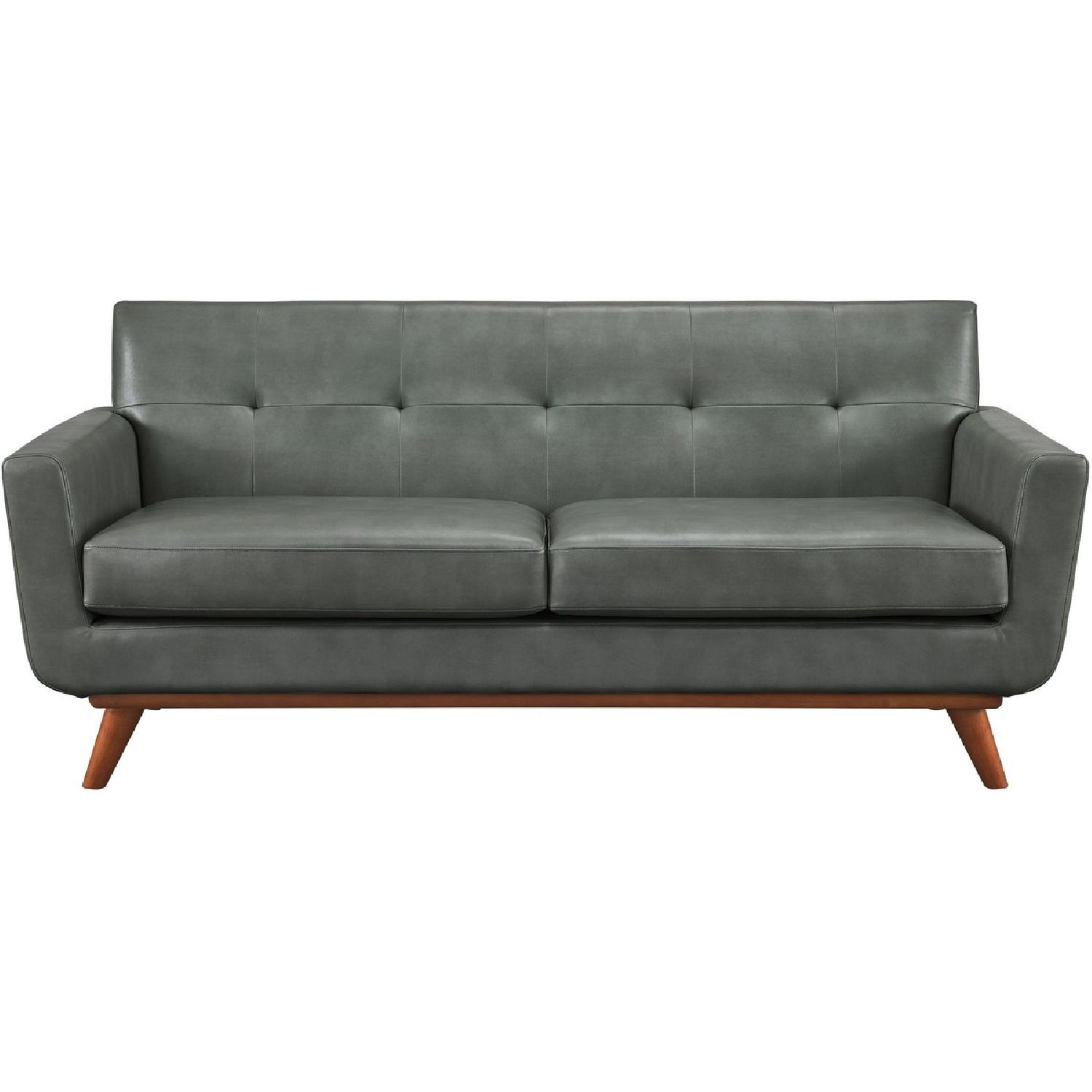 TOV Furniture Lyon Smoke Grey Leather Loveseat - image-4