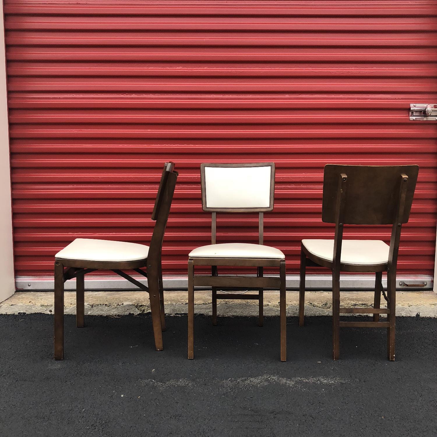 Stakmore Mid Century Chairs w/ White Vinyl Upholstery AptDeco