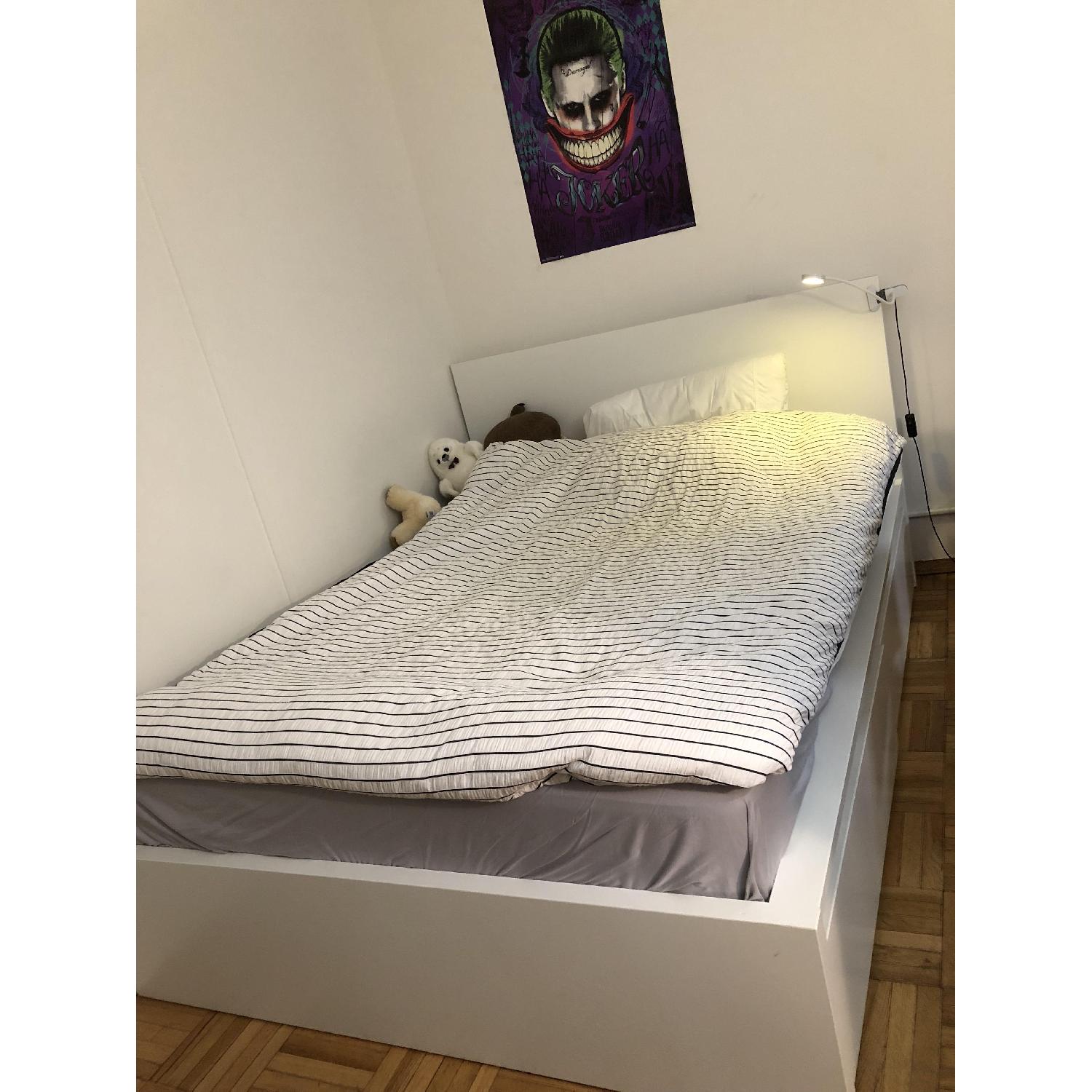 Ikea Malm Full Size White Bed w/ 2 Drawers AptDeco