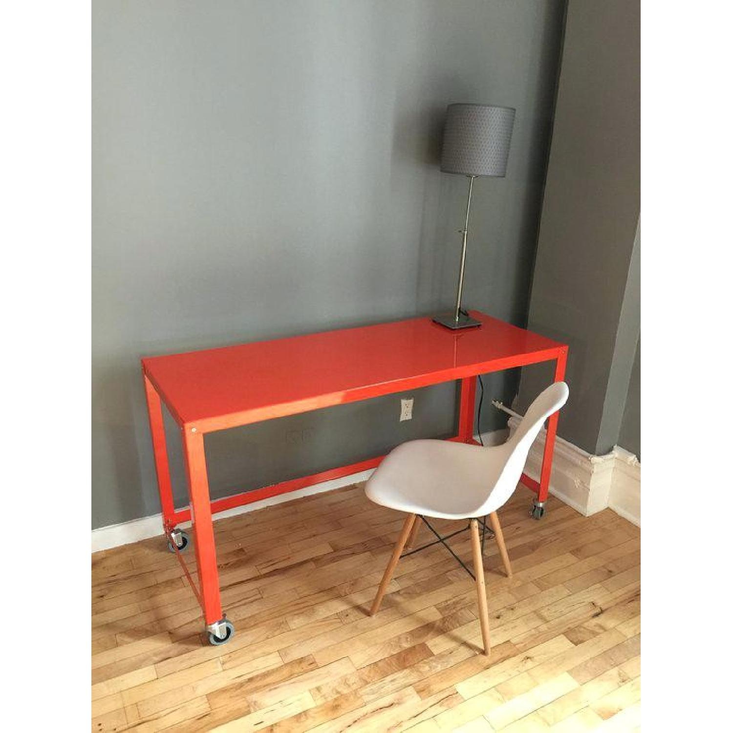 CB2 Go-Cart Orange Rolling Console Table - image-1