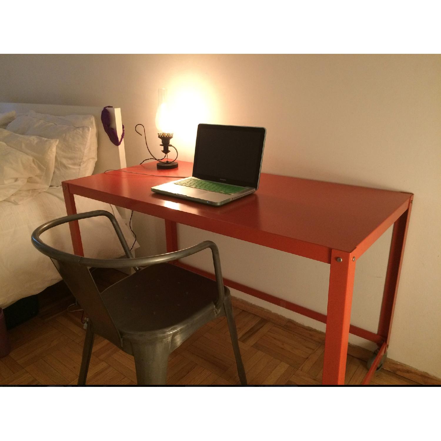 CB2 Go-Cart Orange Rolling Console Table - image-2