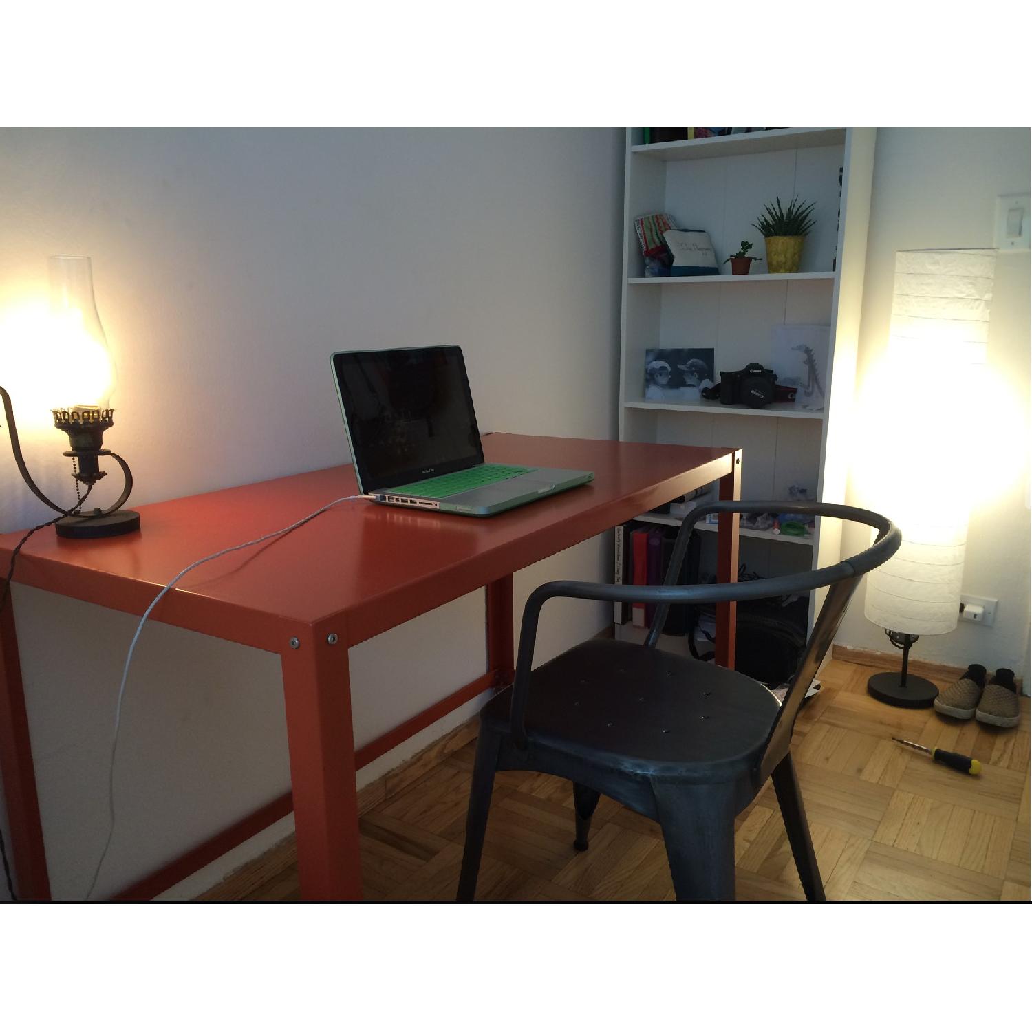 CB2 Go-Cart Orange Rolling Console Table - image-3