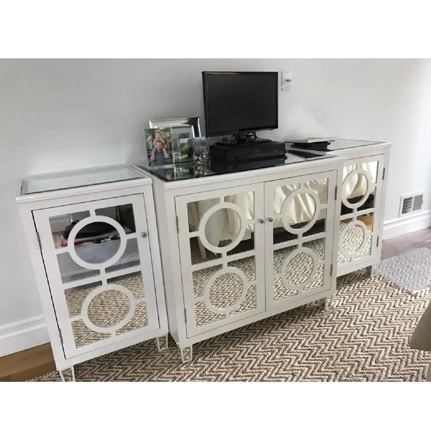 Hollywood Regency White Mirrored Console - image-1