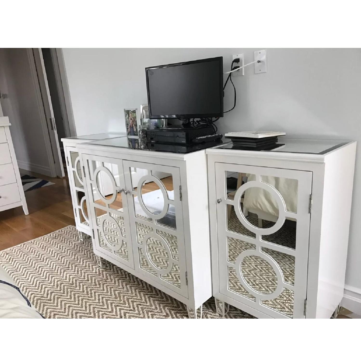 Hollywood Regency White Mirrored Console - image-2