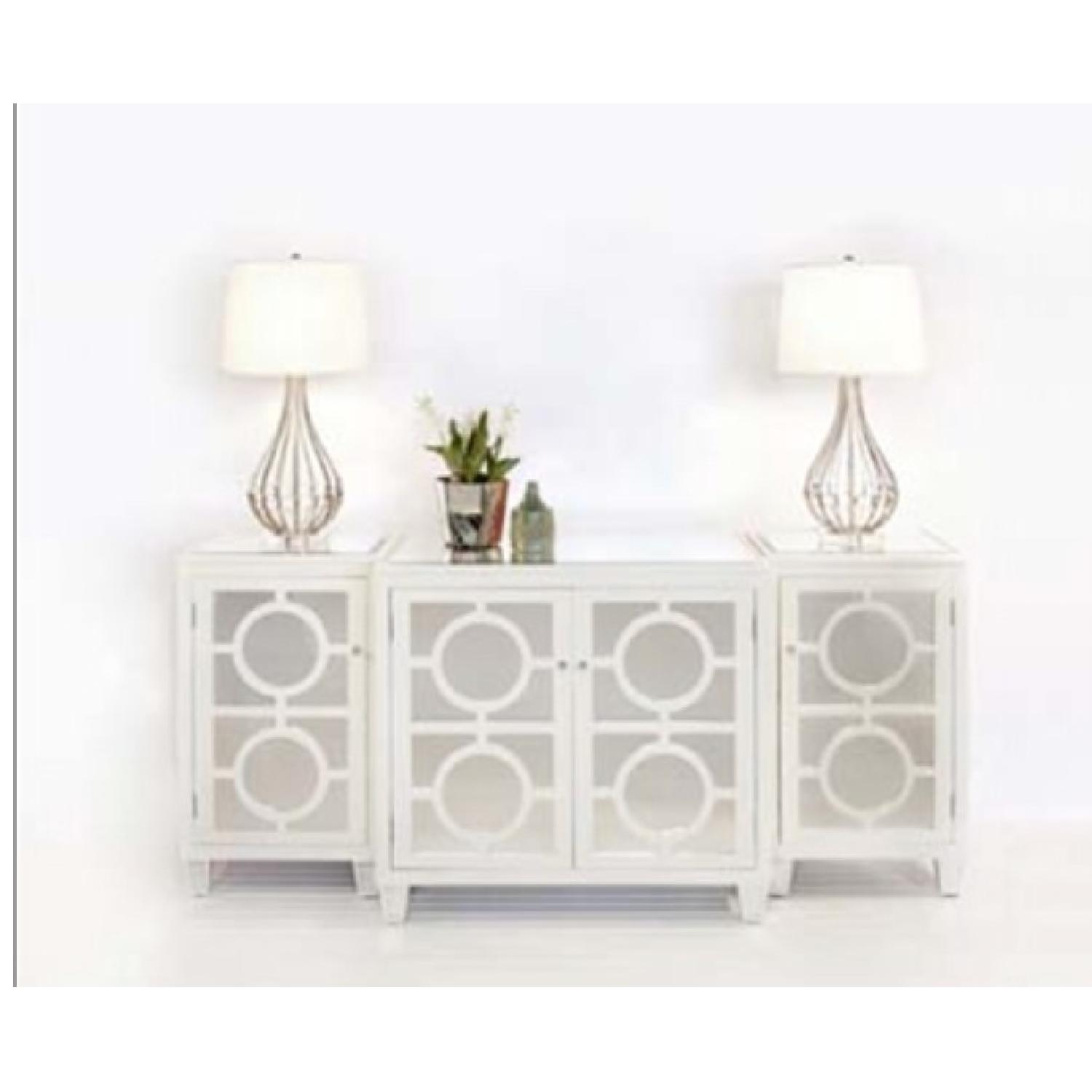 Hollywood Regency White Mirrored Console - image-3