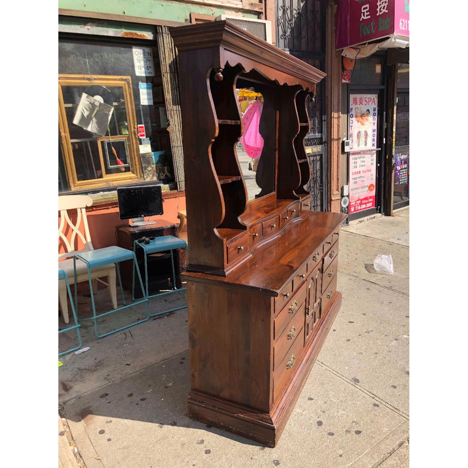 Ethan Allen Solid Wood Dresser w/ Mirrored Hutch - image-3