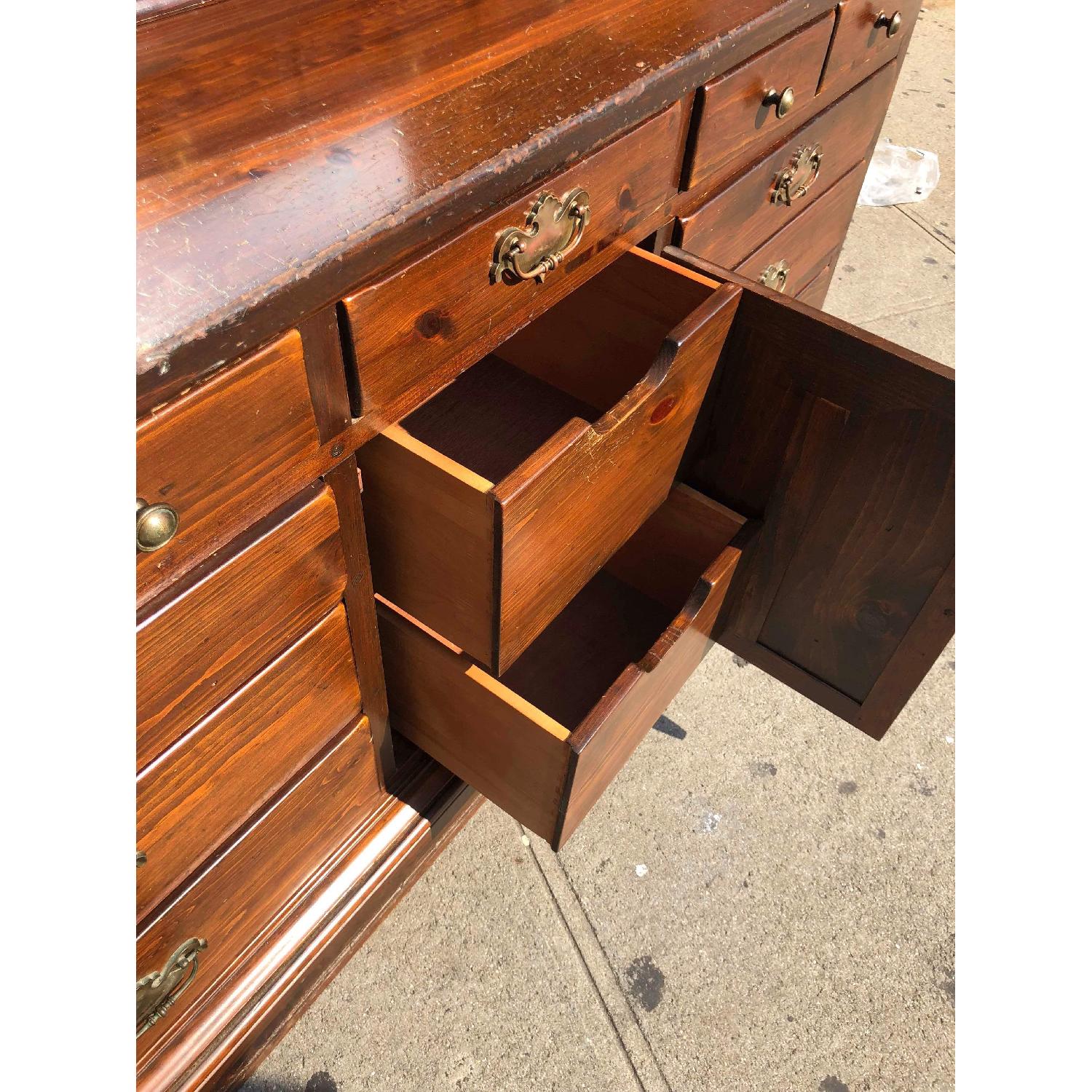 Ethan Allen Solid Wood Dresser w/ Mirrored Hutch - image-19