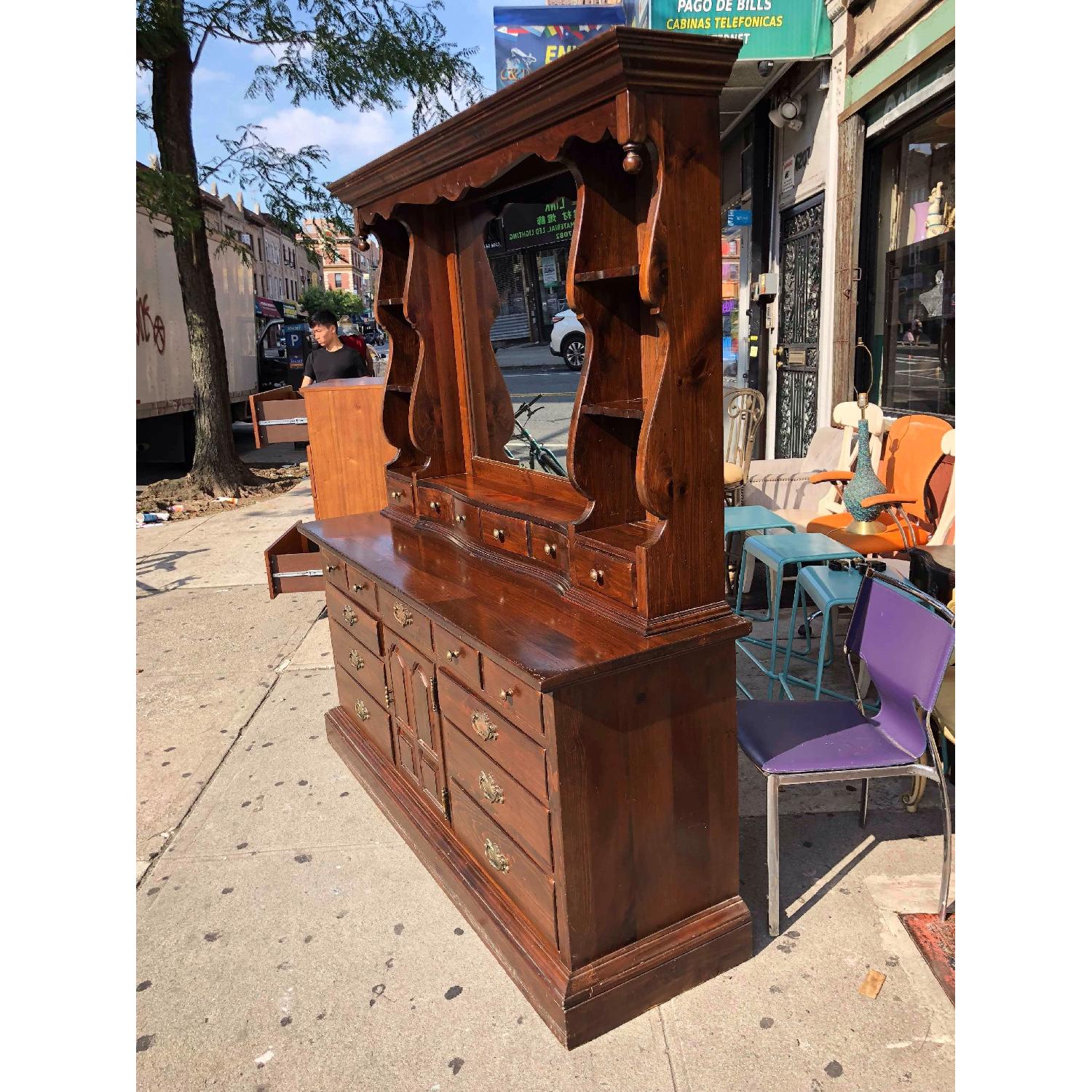 Ethan Allen Solid Wood Dresser w/ Mirrored Hutch - image-42