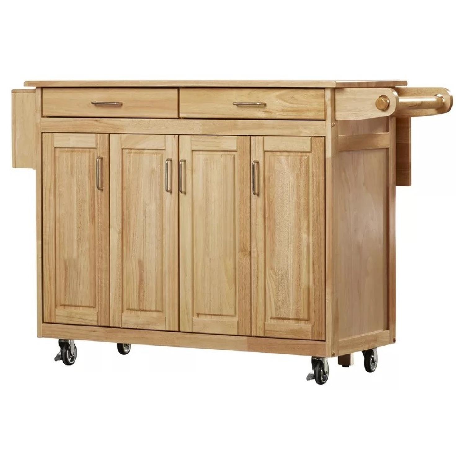 August Grove Epping Kitchen Island w/ Wood Top & Drop-Leaf - image-0