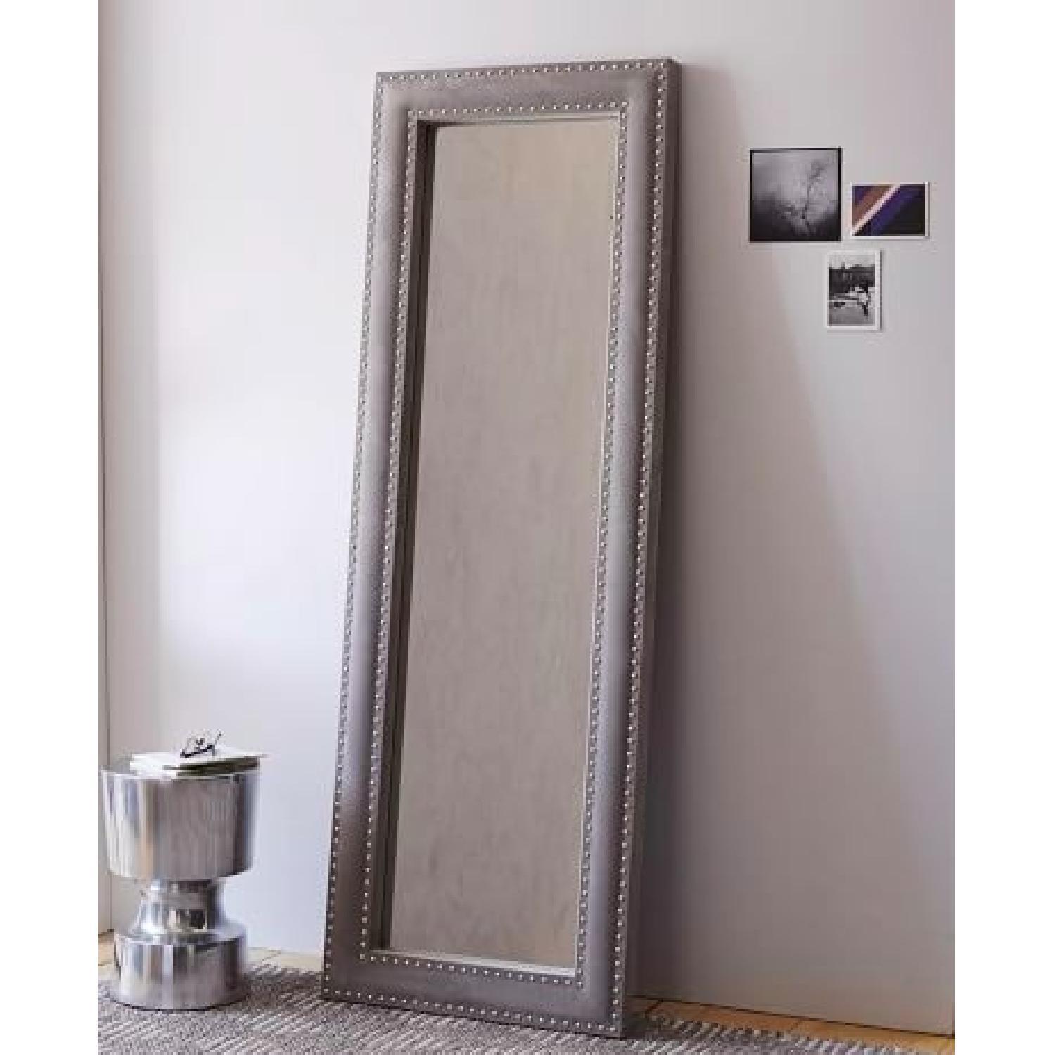 West Elm Floor Mirror in Dove Gray Velvet - image-1