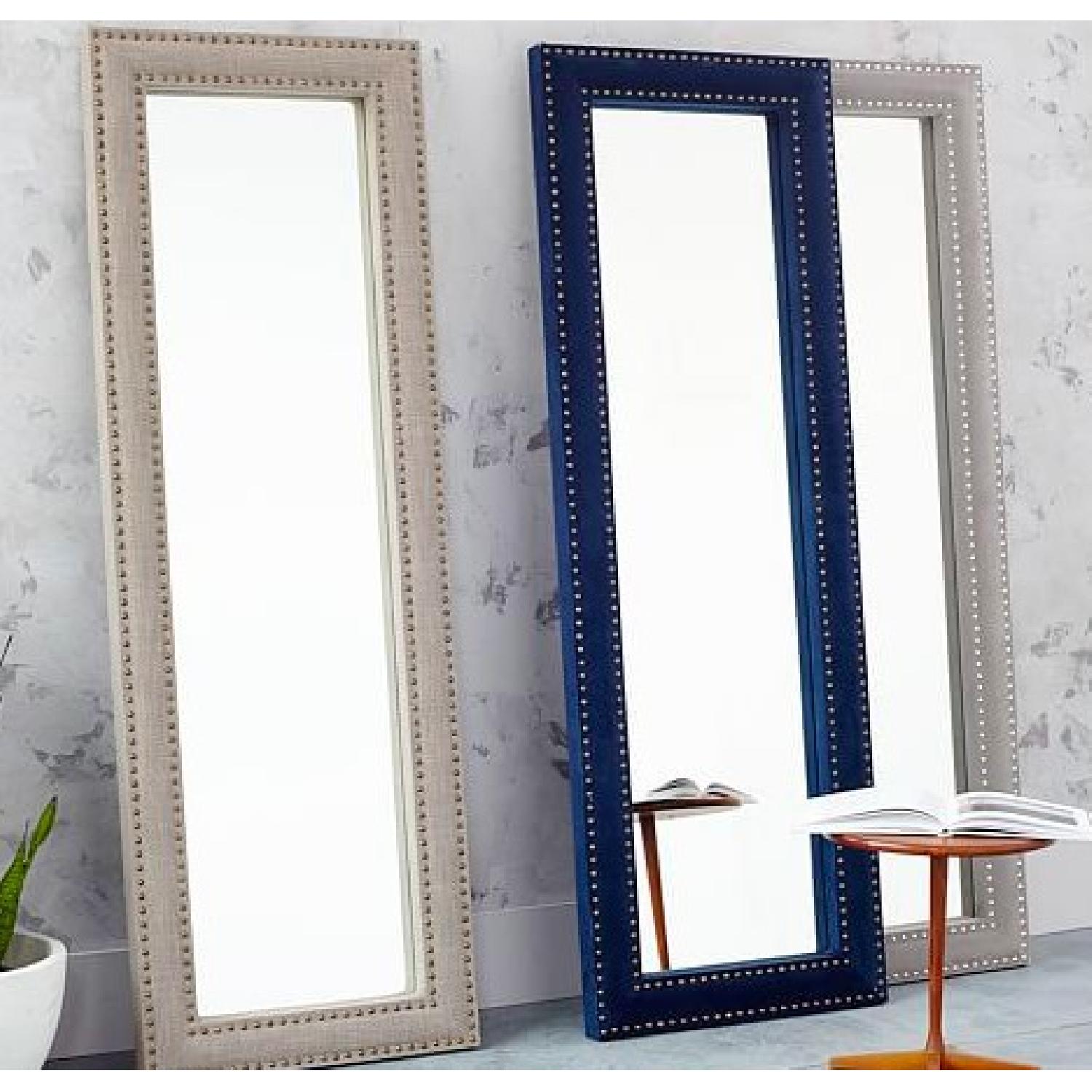 West Elm Floor Mirror In Dove Gray Velvet Aptdeco