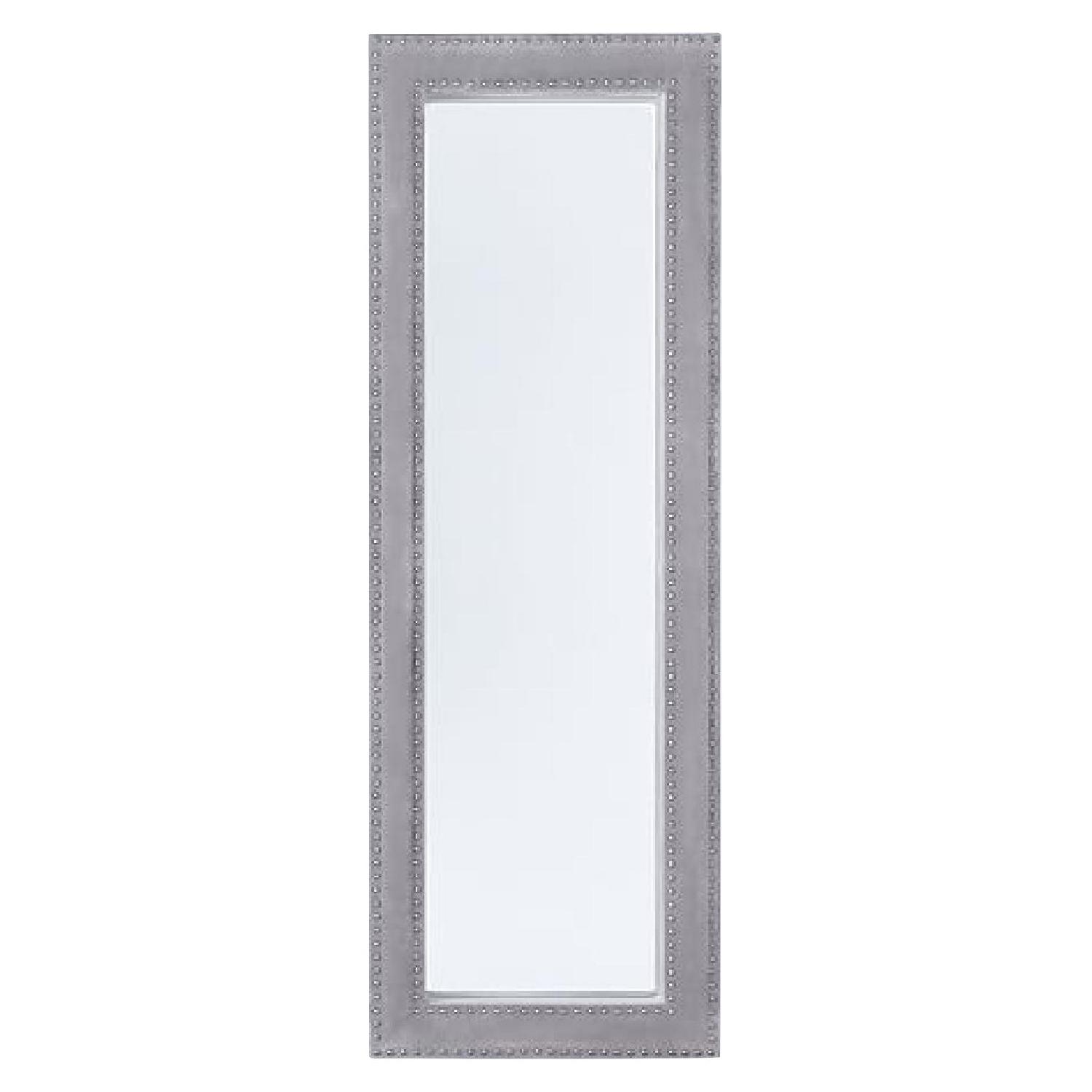 West Elm Floor Mirror in Dove Gray Velvet AptDeco