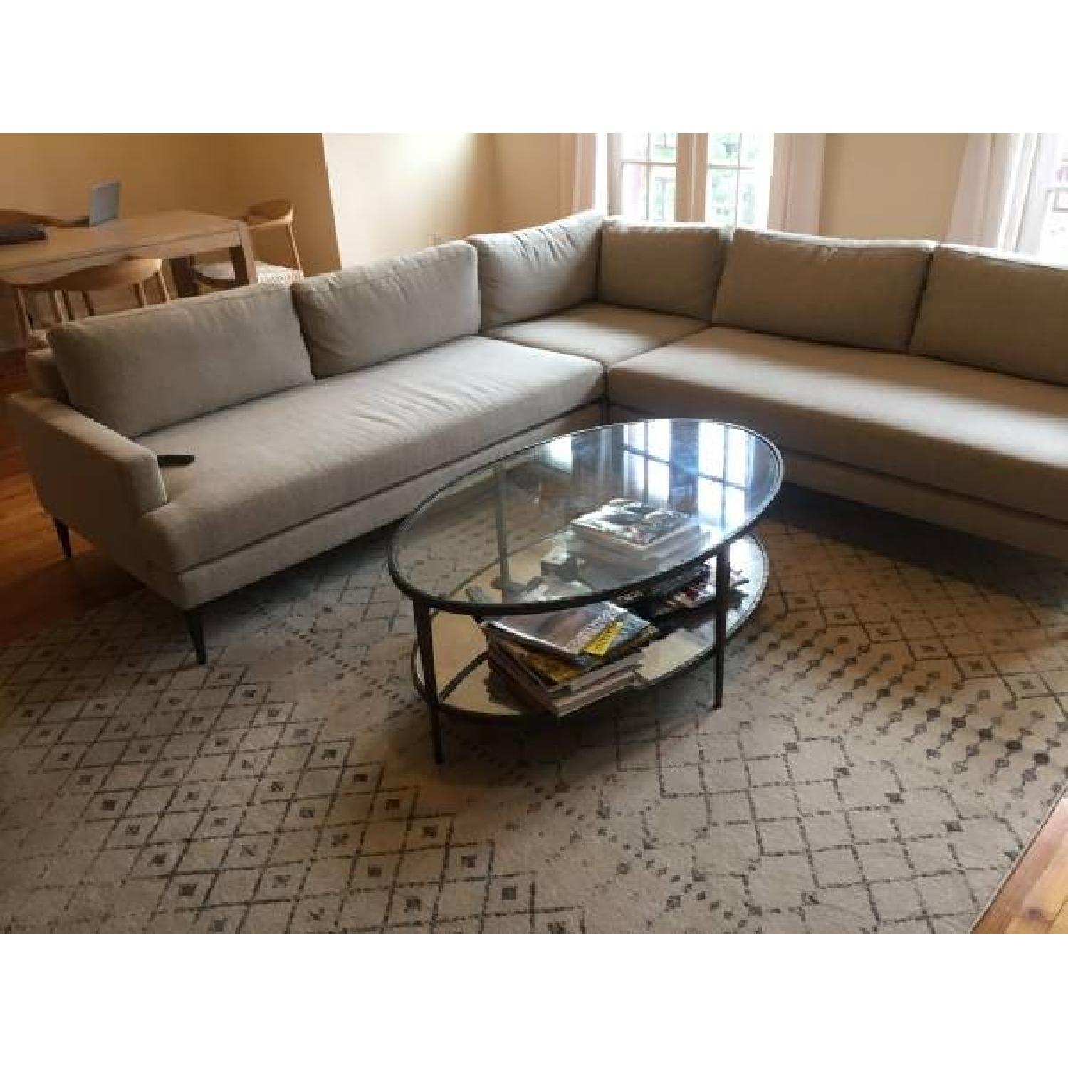Crate & Barrel Clairemont Iron & Glass Oval Coffee Table - image-3