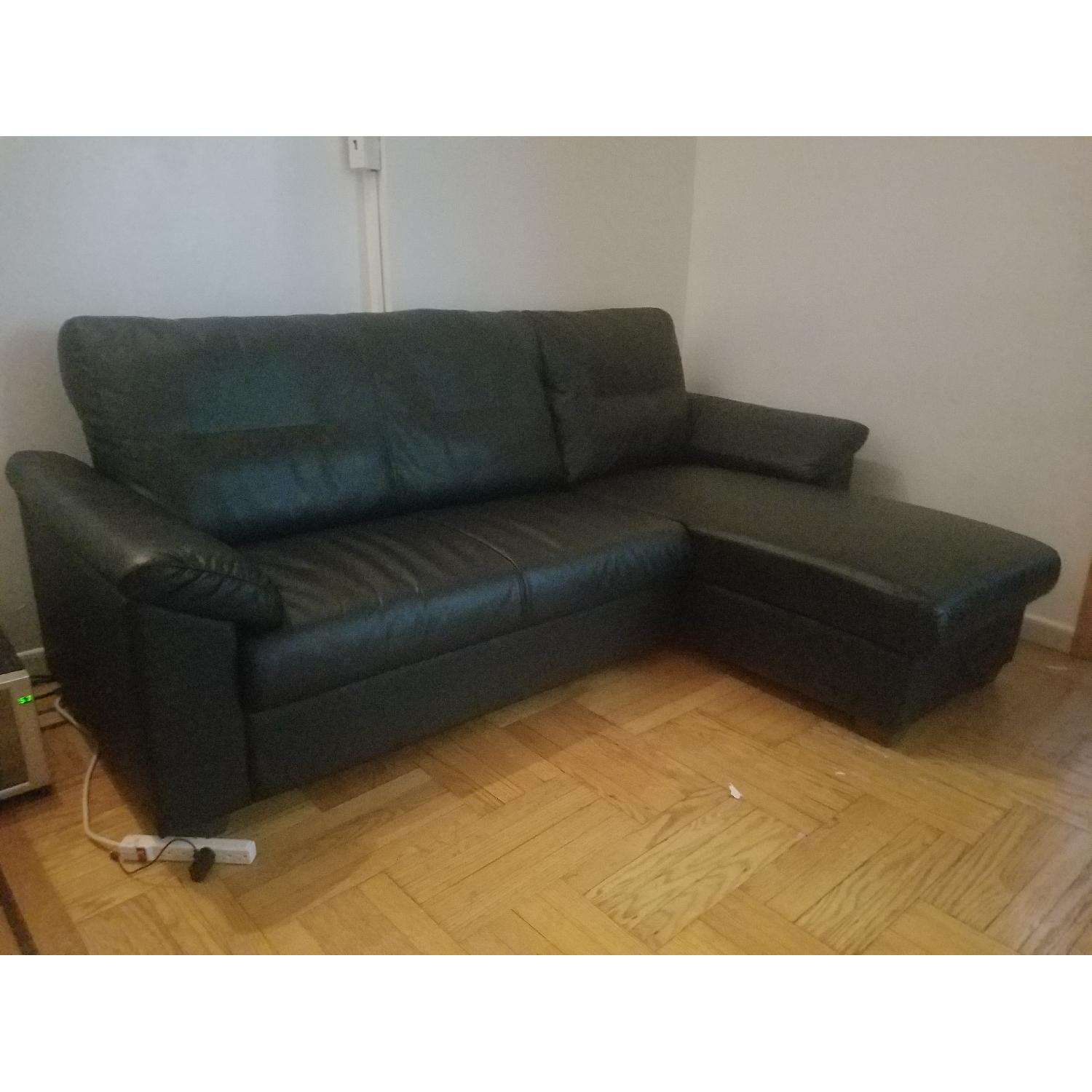 Ikea Knislinge Black Leather 2Piece Sectional Sofa AptDeco