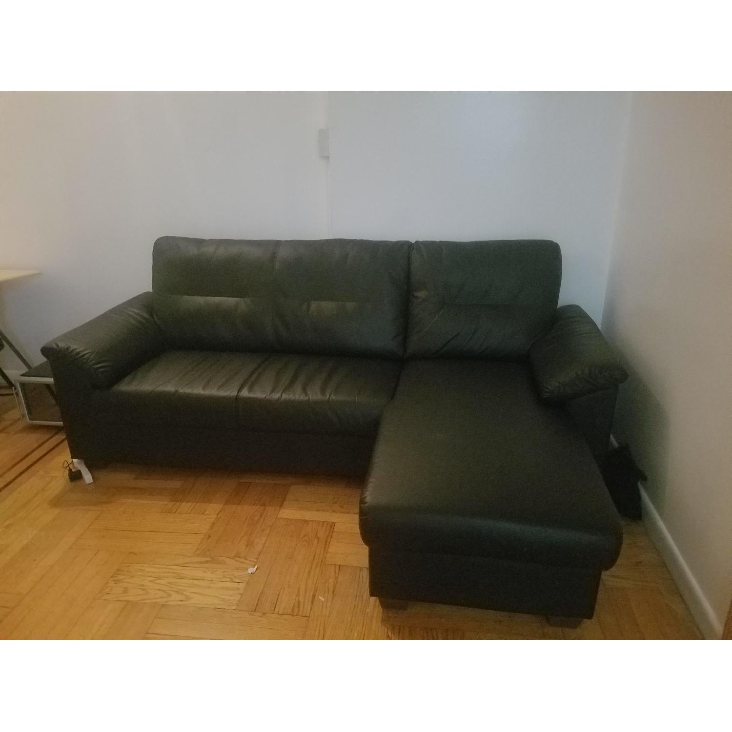 Ikea Knislinge Black Leather 2Piece Sectional Sofa AptDeco