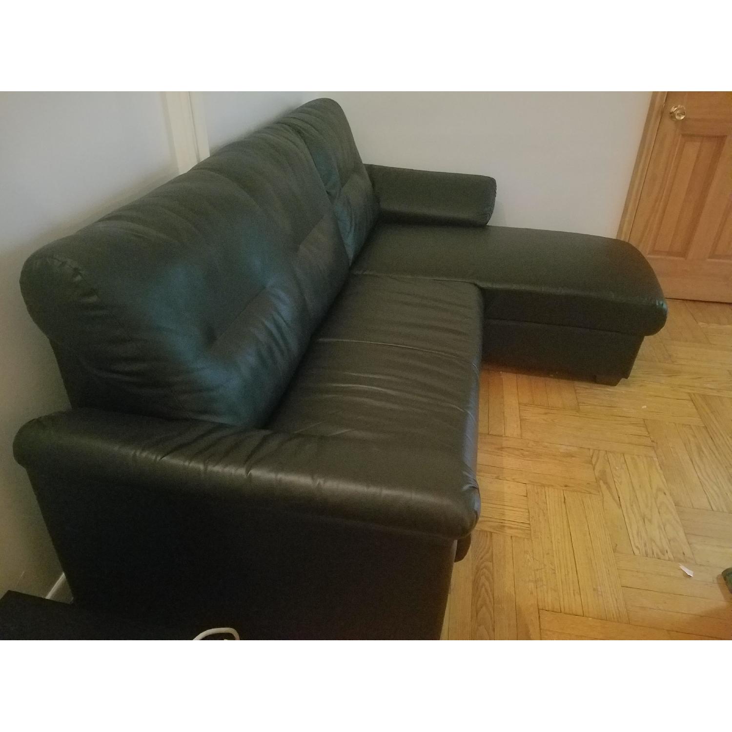 Ikea Knislinge Black Leather 2Piece Sectional Sofa AptDeco