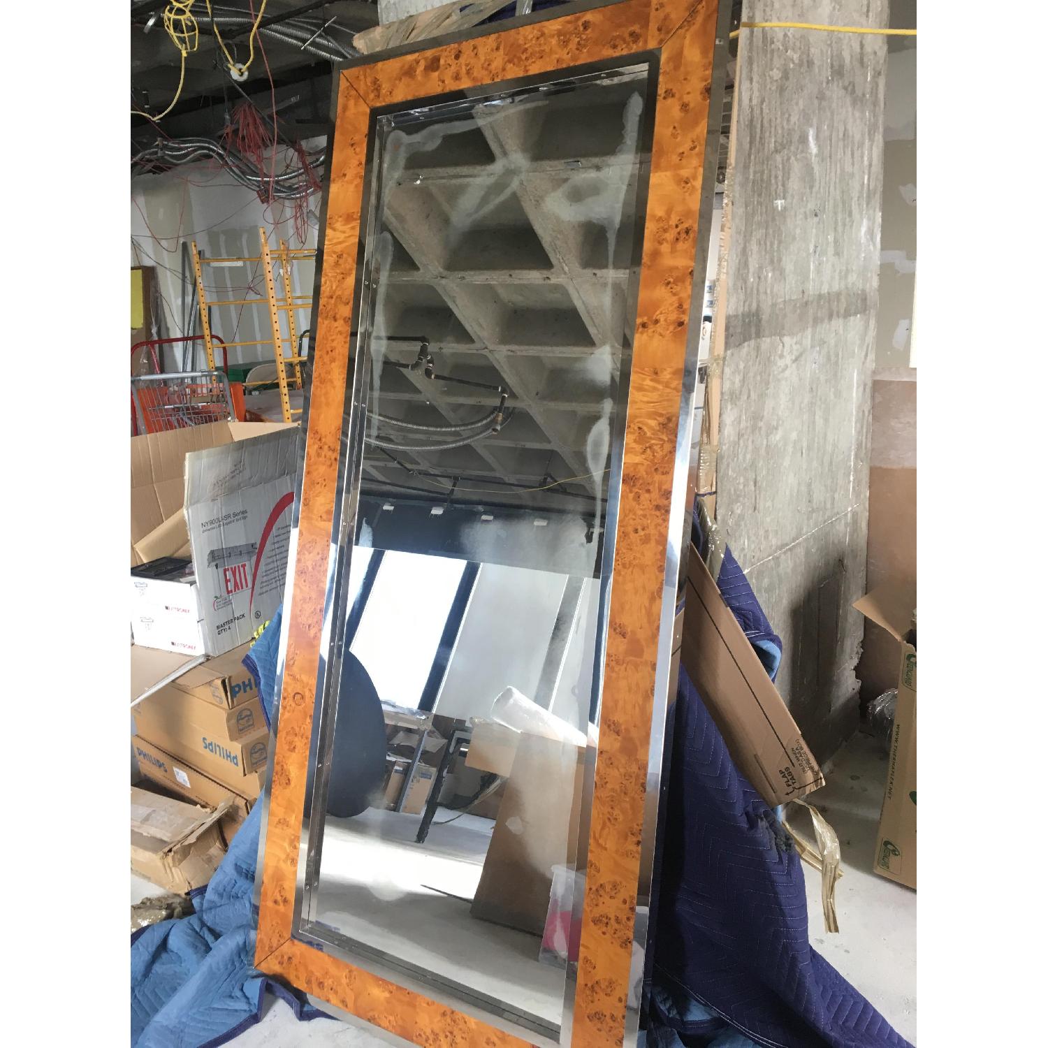 Williams Sonoma Chrome Burl Wood Mirror - image-2