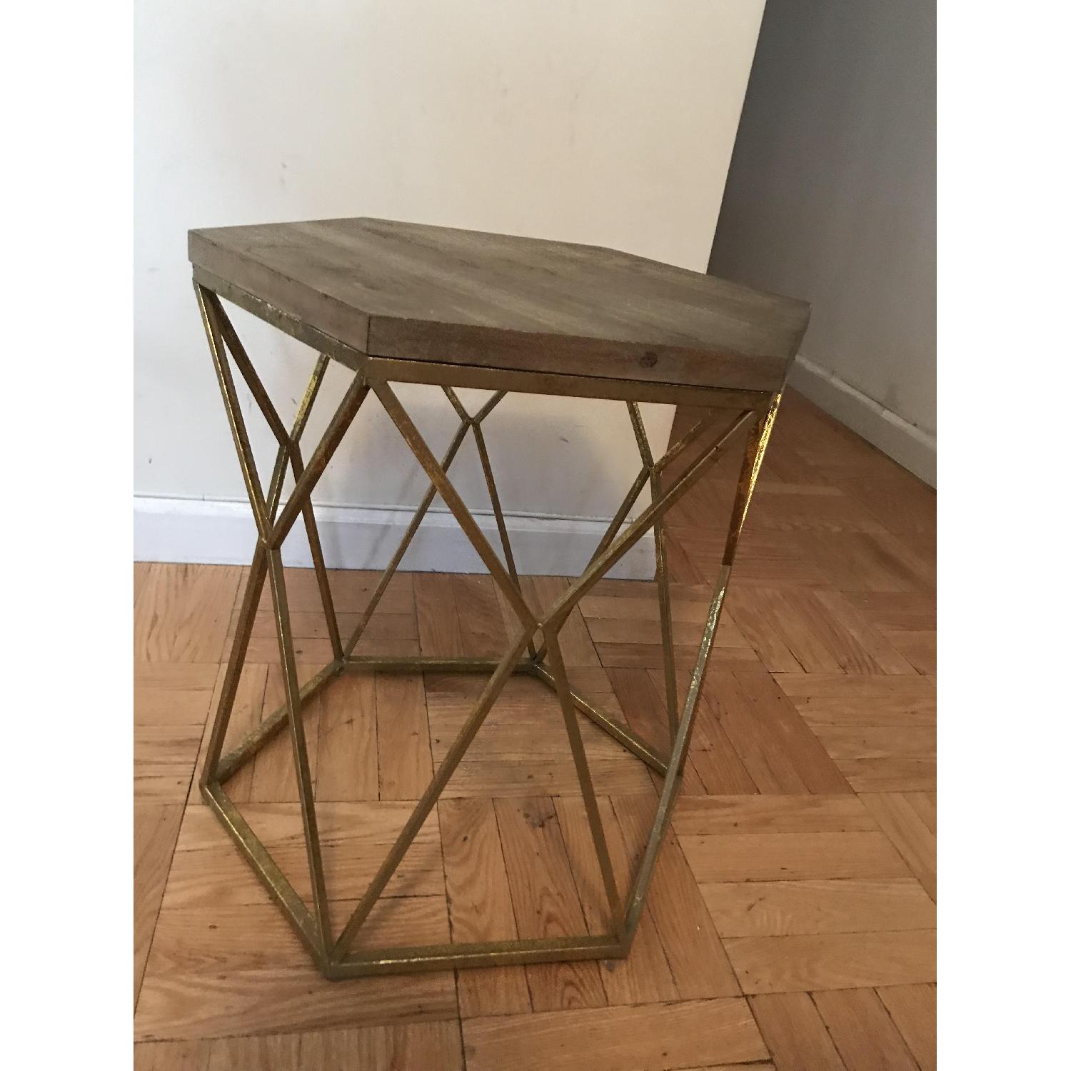 Target Nate Berkus Brass & Wood Hexagon Side Table - image-2