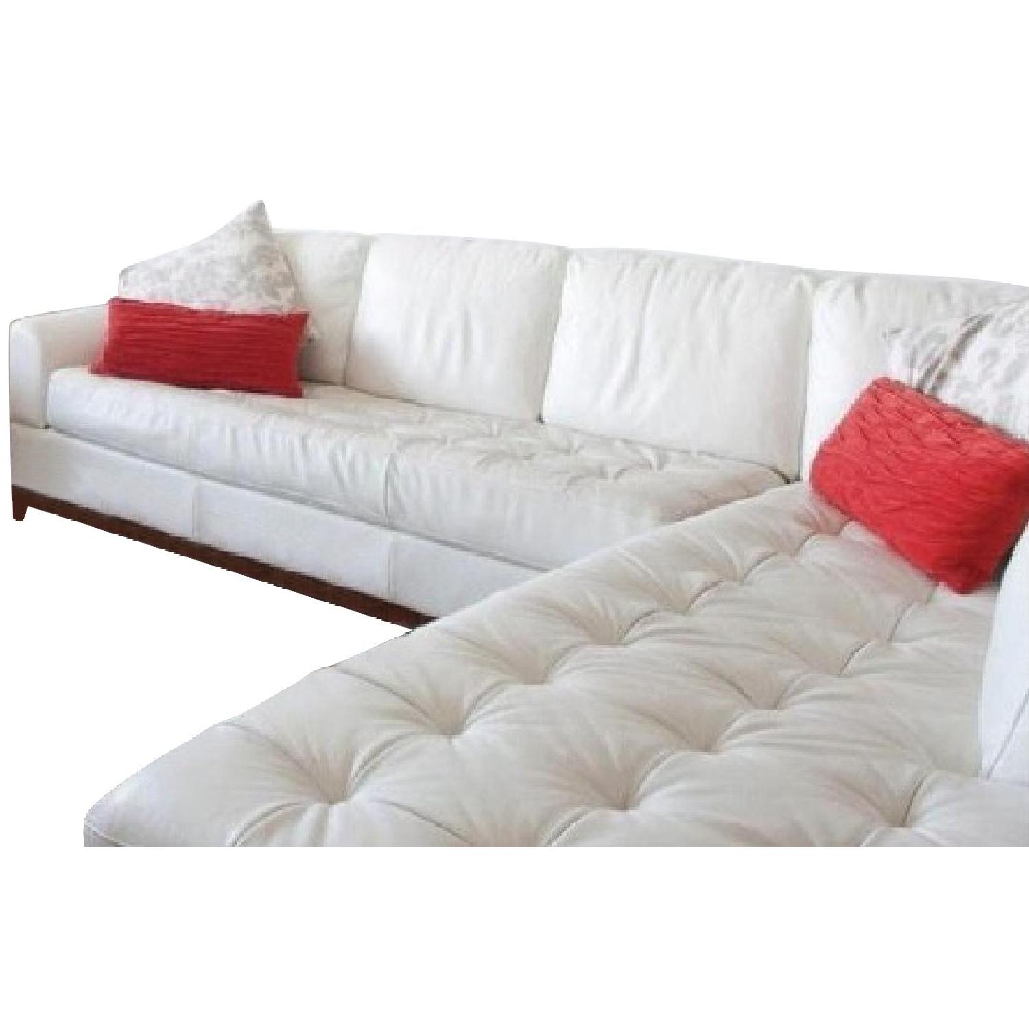 Simon Li Cream/White Leather Sectional Sofa AptDeco