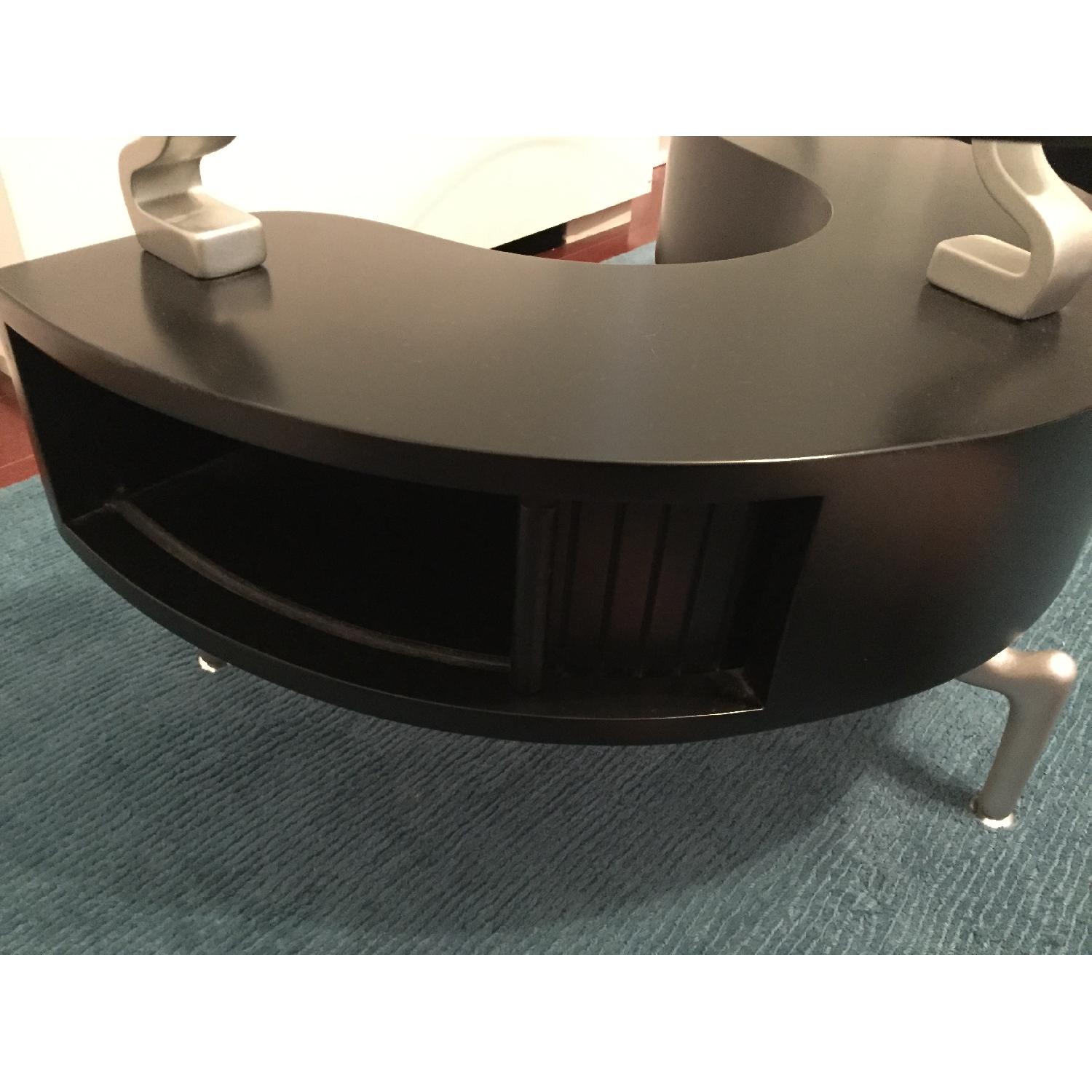 Global S-Shaped Coffee Table w/ Elevated Clear Glass Top - image-2