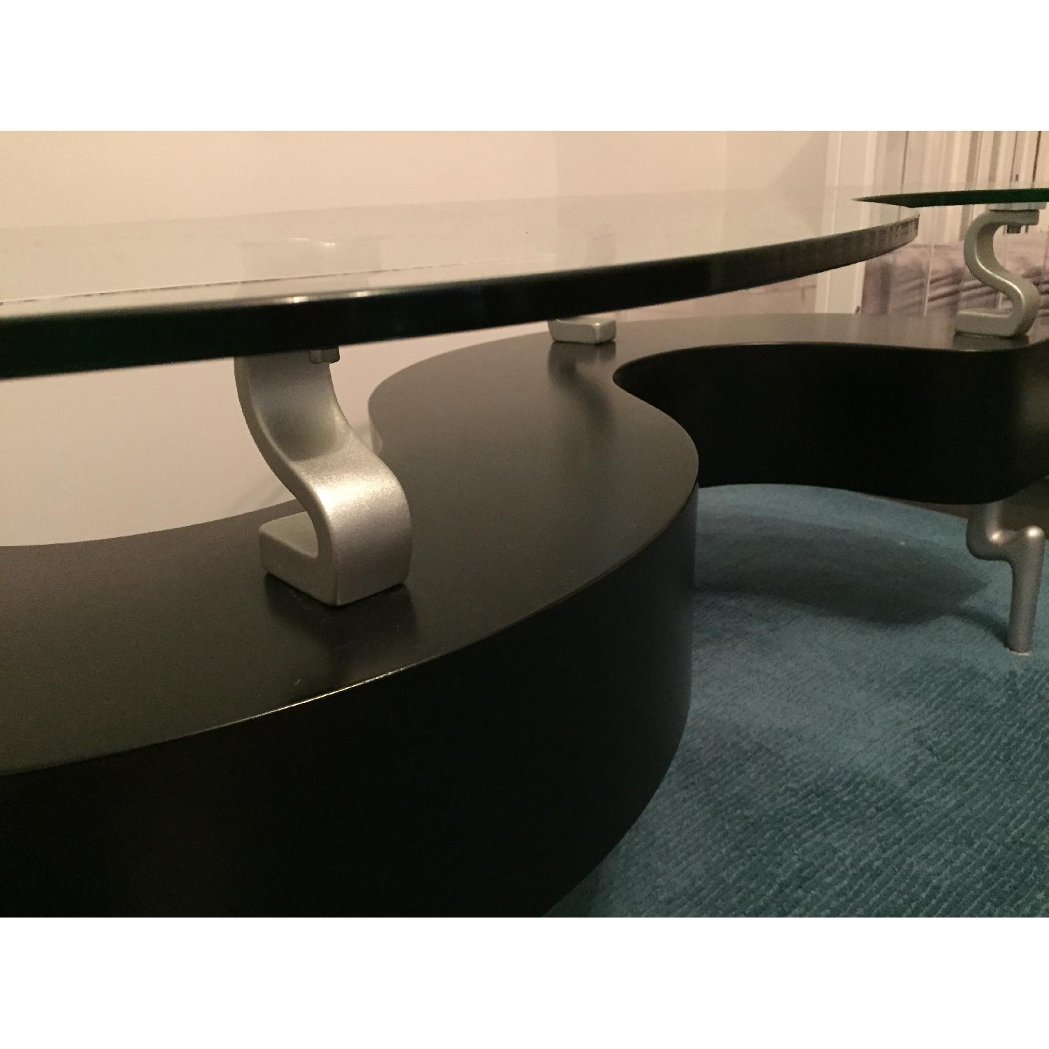 Global S-Shaped Coffee Table w/ Elevated Clear Glass Top - image-4