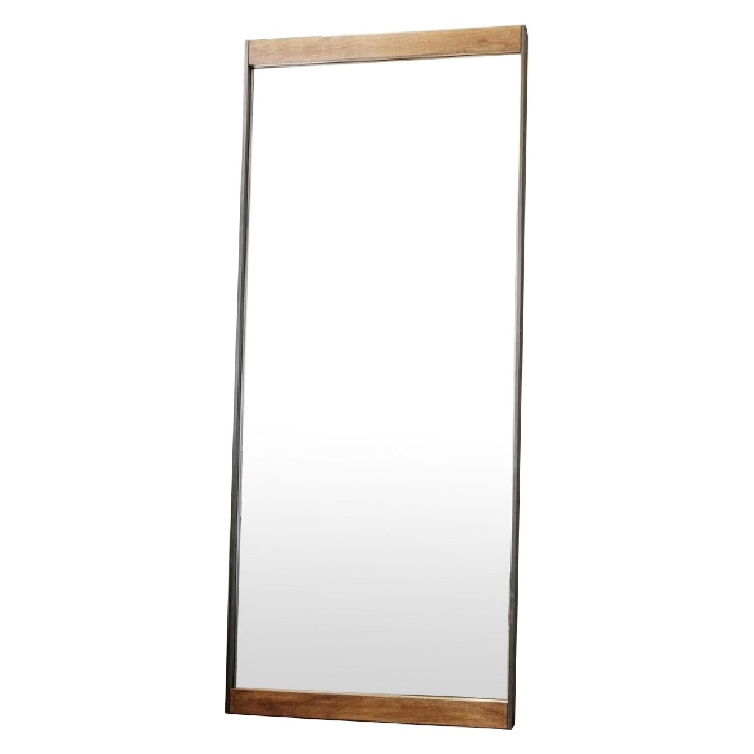 West Elm Industrial Metal Frame Floor Mirror w/ Hangers AptDeco