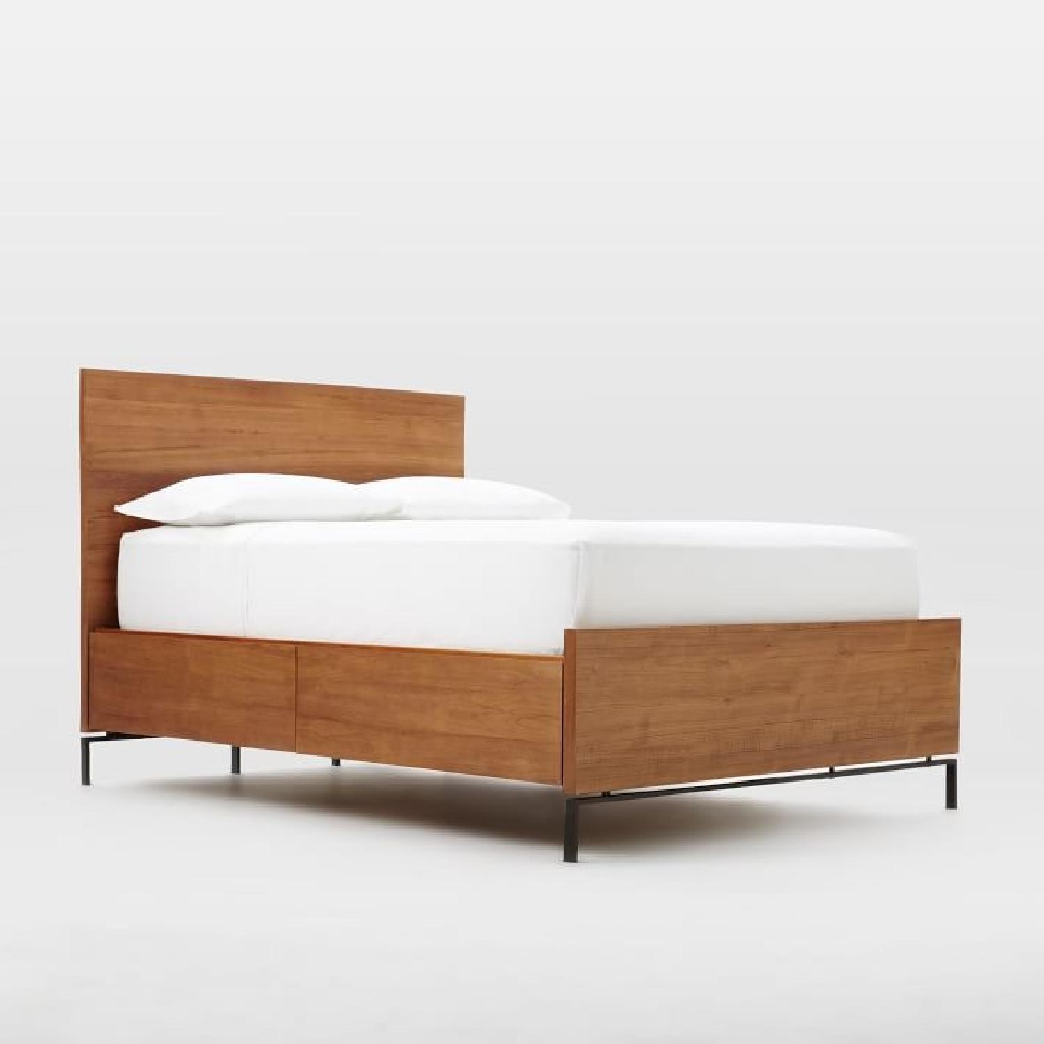West Elm Teak Queen Storage Bed - image-1