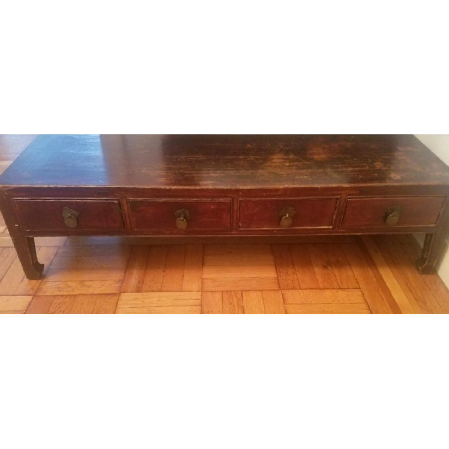 Vintage Asian Low Sitting Entryway/Hallway Storage Bench - image-1