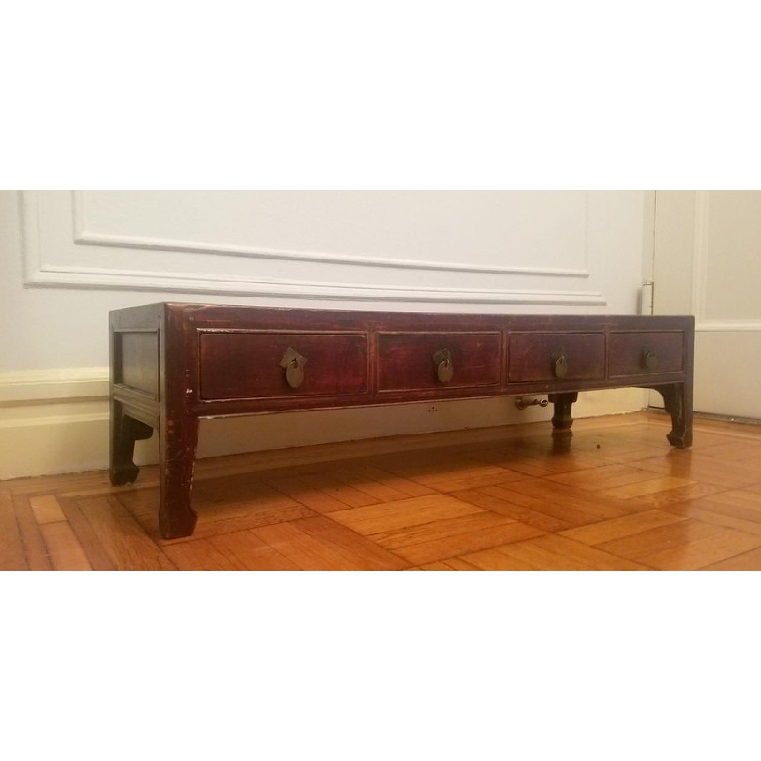 Vintage Asian Low Sitting Entryway/Hallway Storage Bench - image-3