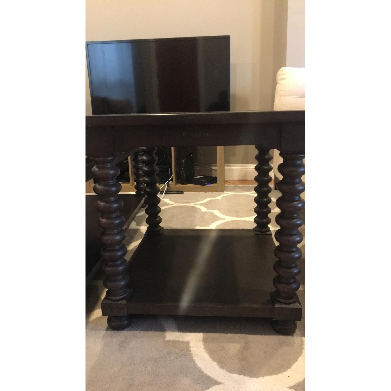 Value City Magnolia Home Trad Spool Coffee Table & End Table AptDeco