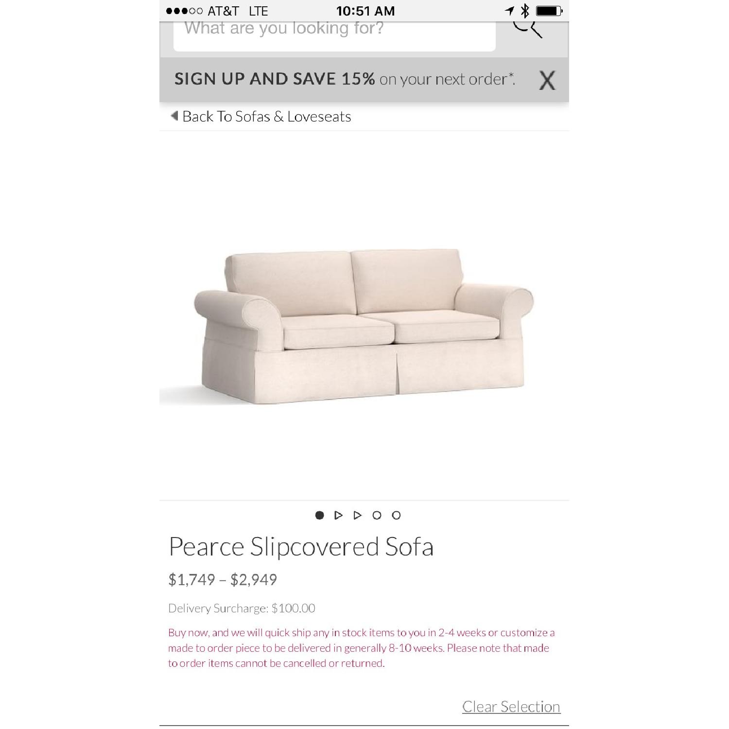Pottery Barn Pearce Slipcovered Sofa - image-7