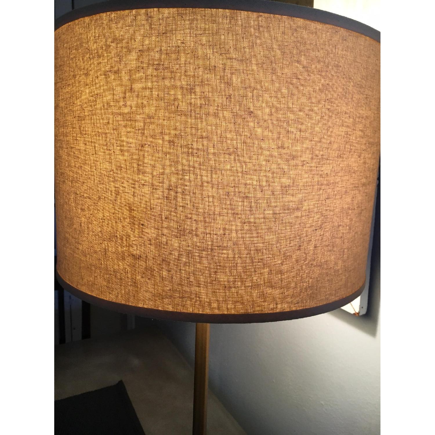 Pottery Barn Candle Stick Lamp w/ Linen Drum Lamp Shade - image-3