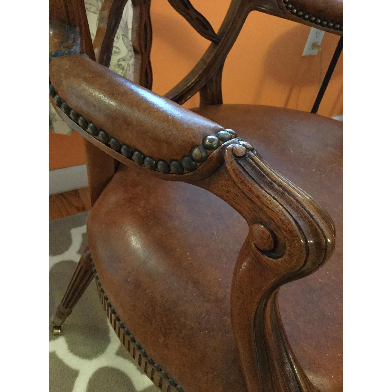 Mahogany & Leather Spider Back Chairs - image-4