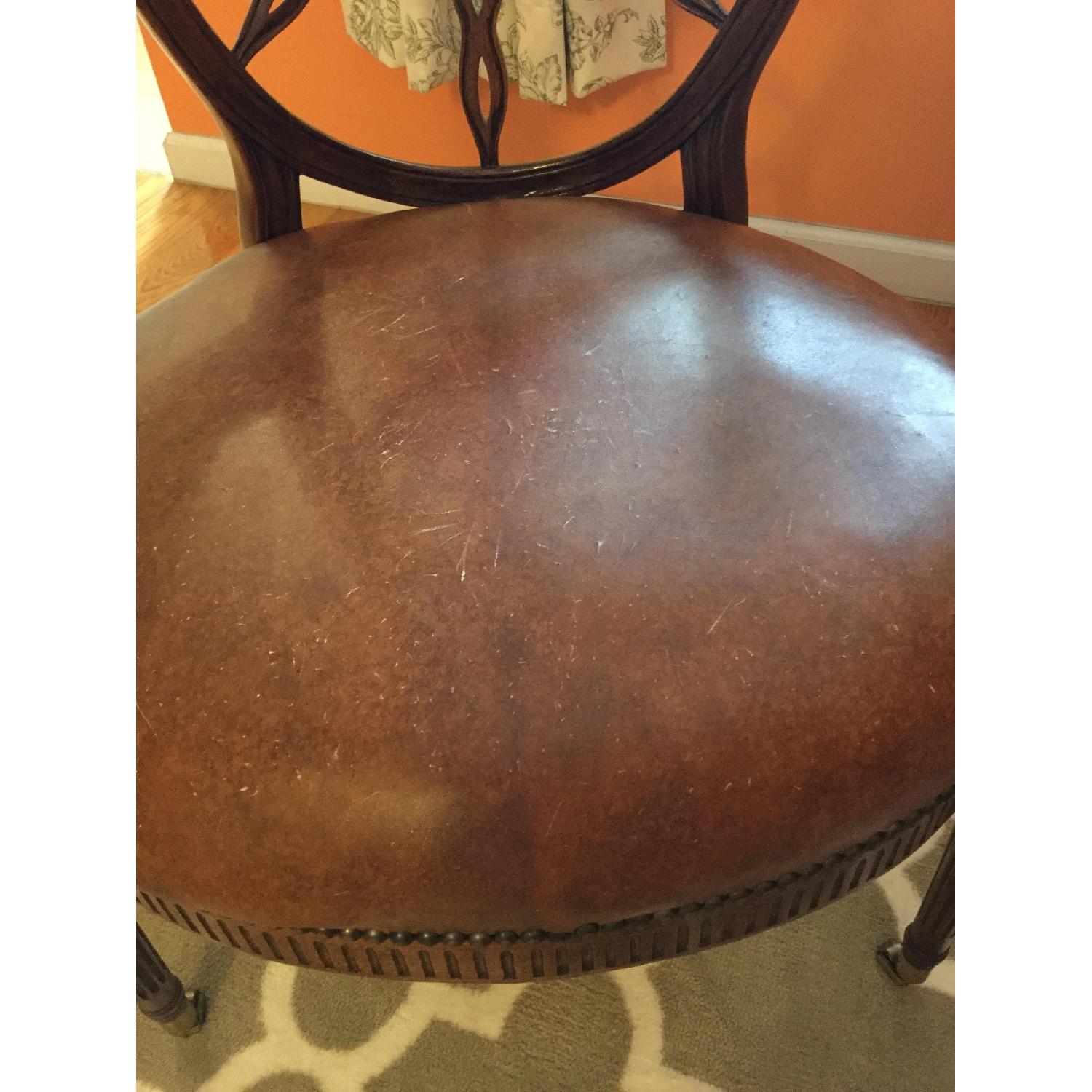 Mahogany & Leather Spider Back Chairs - image-5