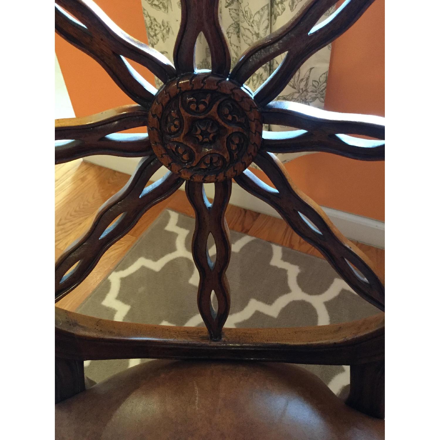 Mahogany & Leather Spider Back Chairs - image-6