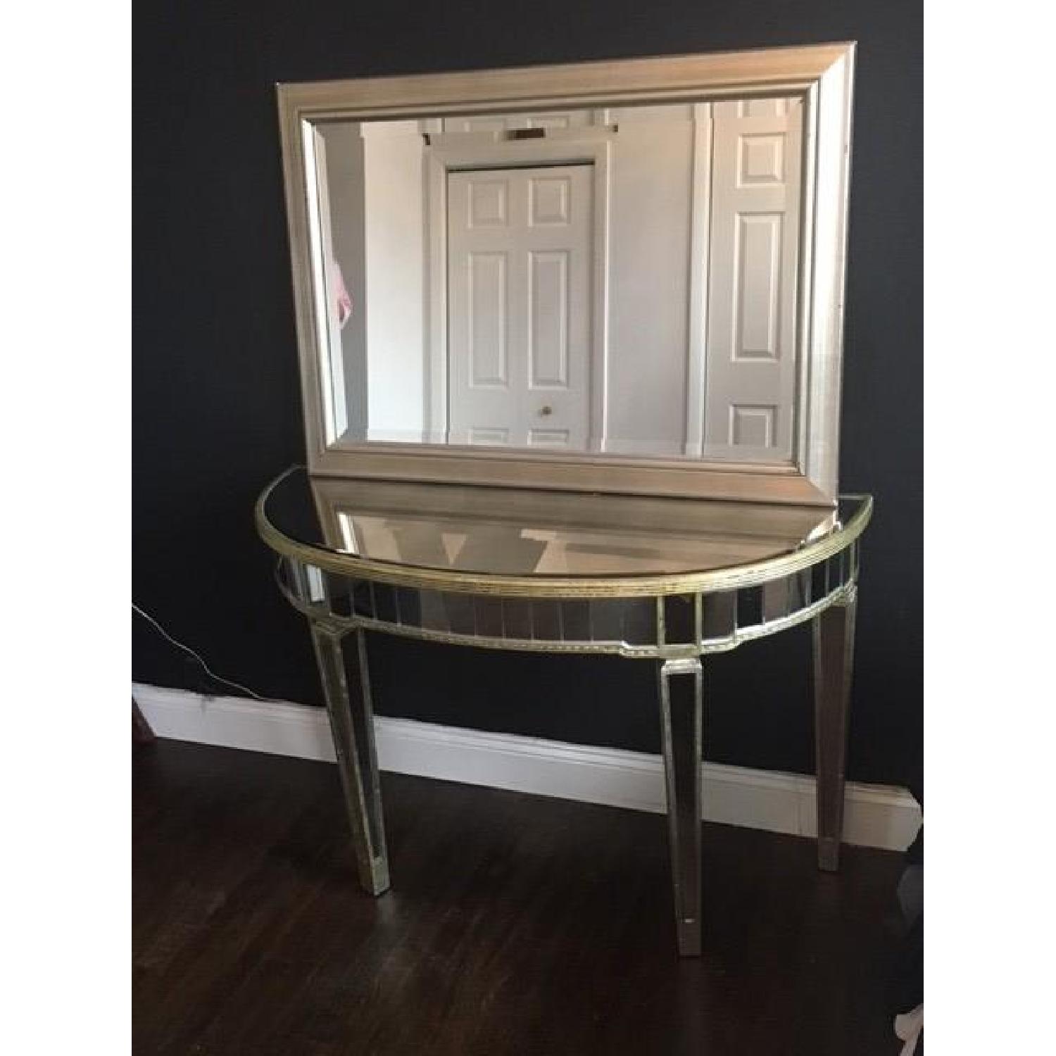 Z Gallerie Mirrored Demilune Console Table AptDeco