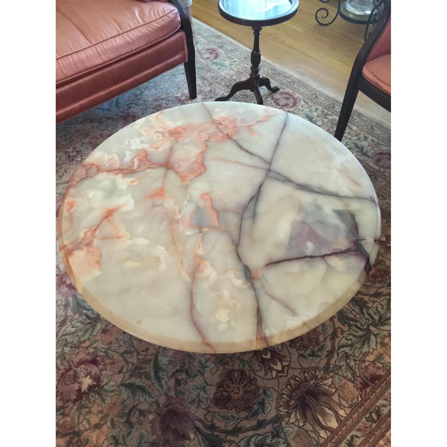 Onyx Round Table w/ Wooden Legs - image-1
