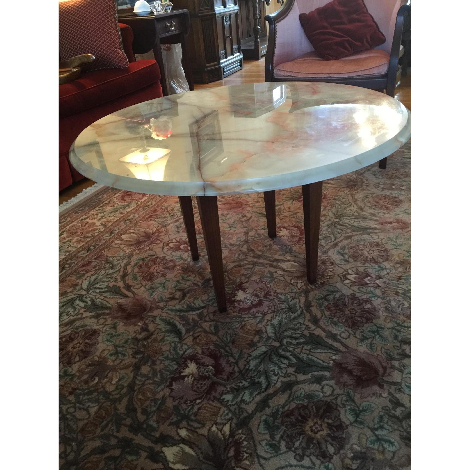Onyx Round Table w/ Wooden Legs - image-2