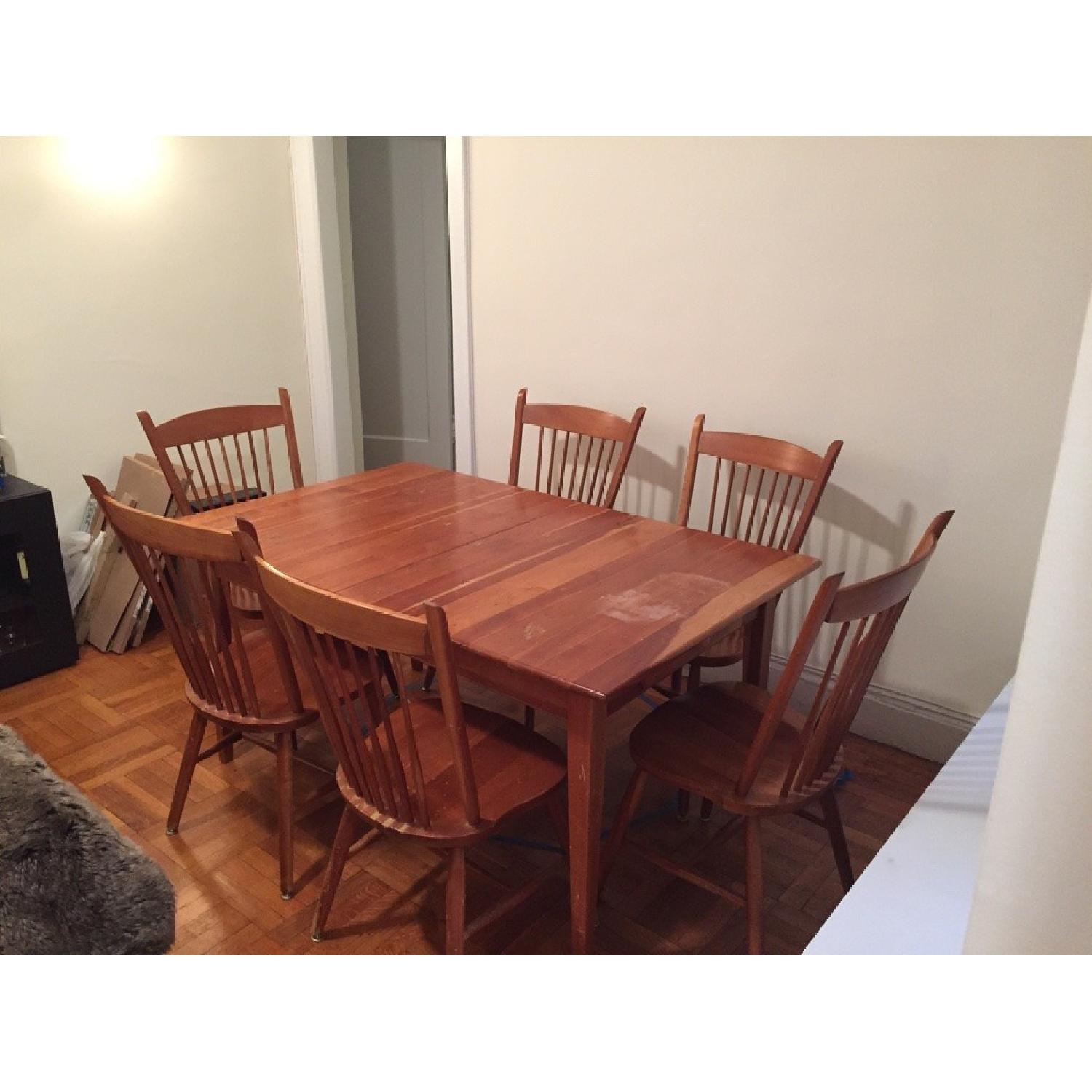 Expandable Cherry Table w/ 6 Chairs - AptDeco