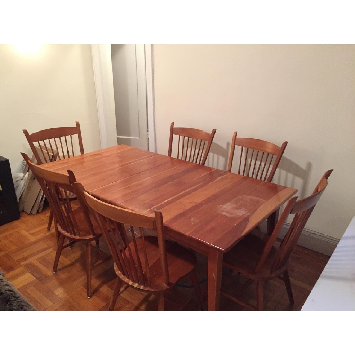 Expandable Cherry Table w/ 6 Chairs - AptDeco